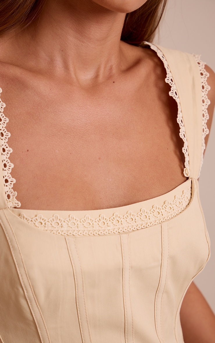 Cream Woven Scallop Trim Bonded Corset image 4