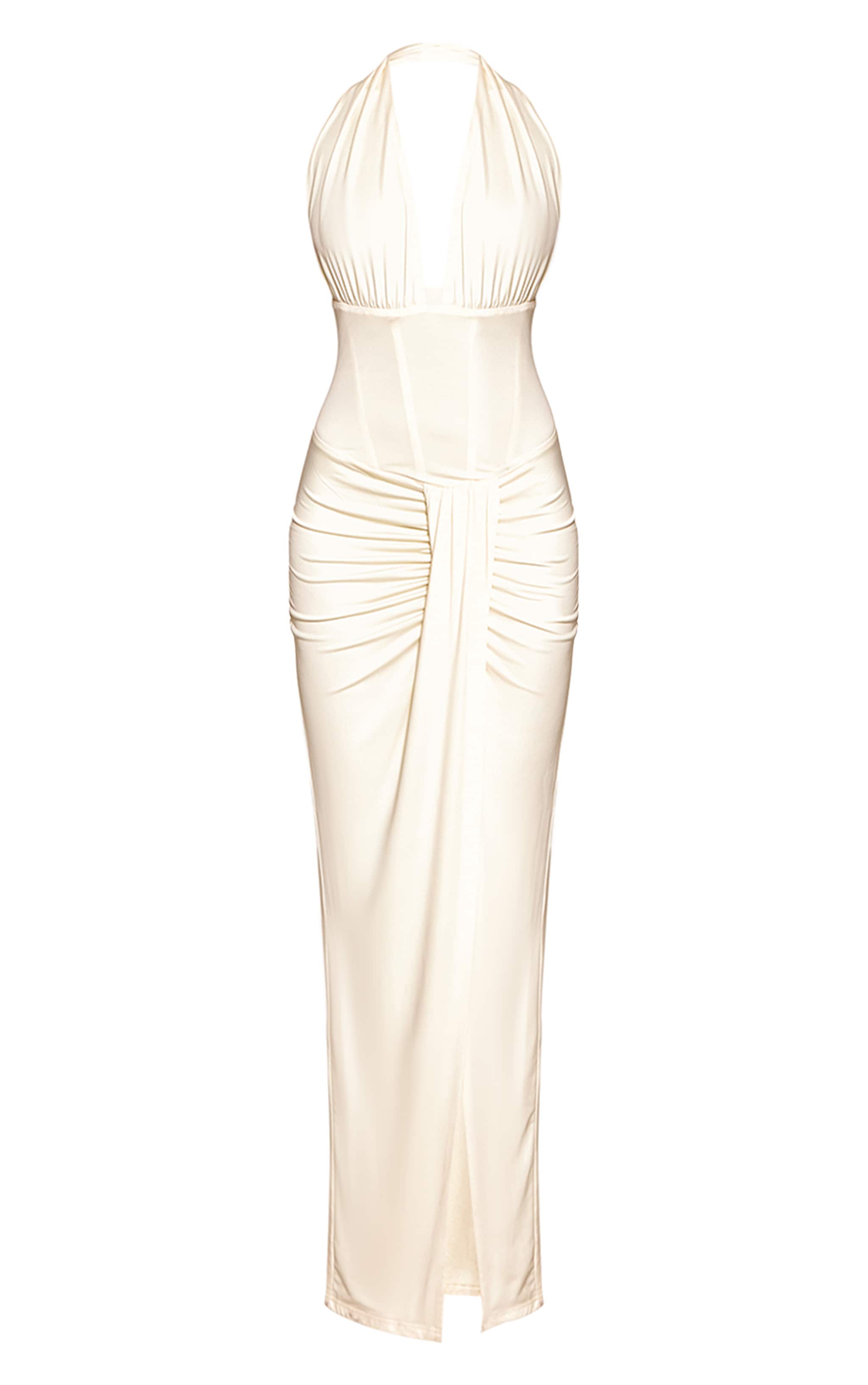 Cream Corset Plunge Drape Maxi Dress image 5
