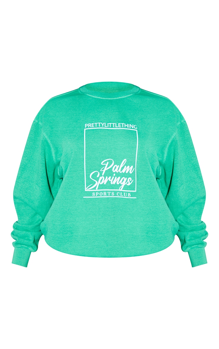 PRETTYLITTLETHING Bright Green Palm Springs Print Sweatshirt image 5