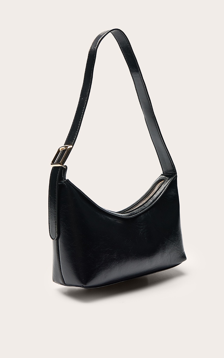Black PU Simple Buckle Strap Shoulder Bag image 3