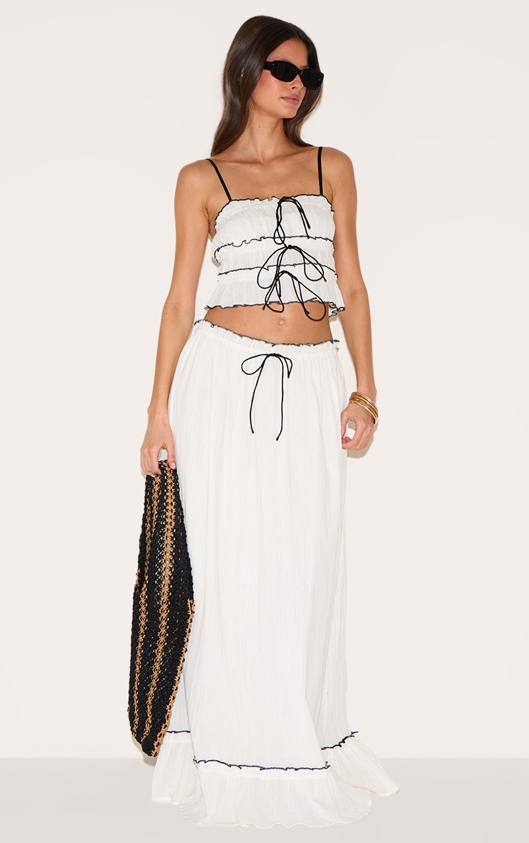 White Cheesecloth Contrast Cami Top image 3