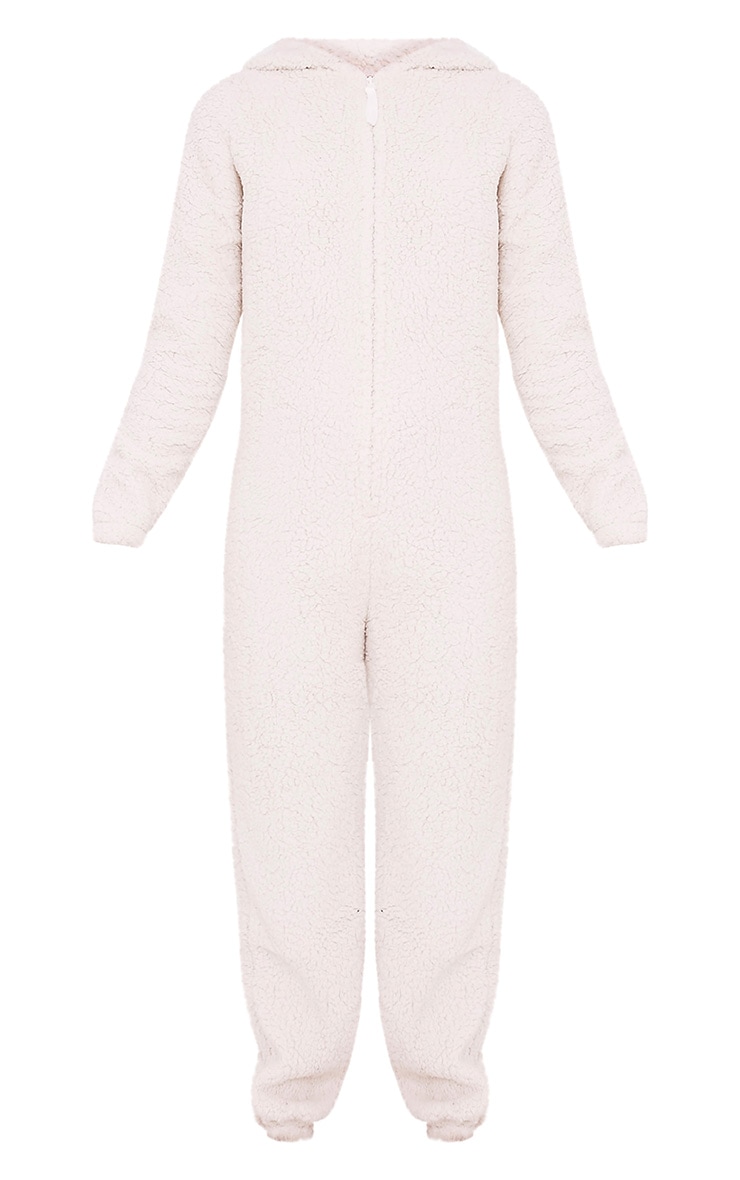 White Sherpa Fleece Onesie Coats PrettyLittleThing