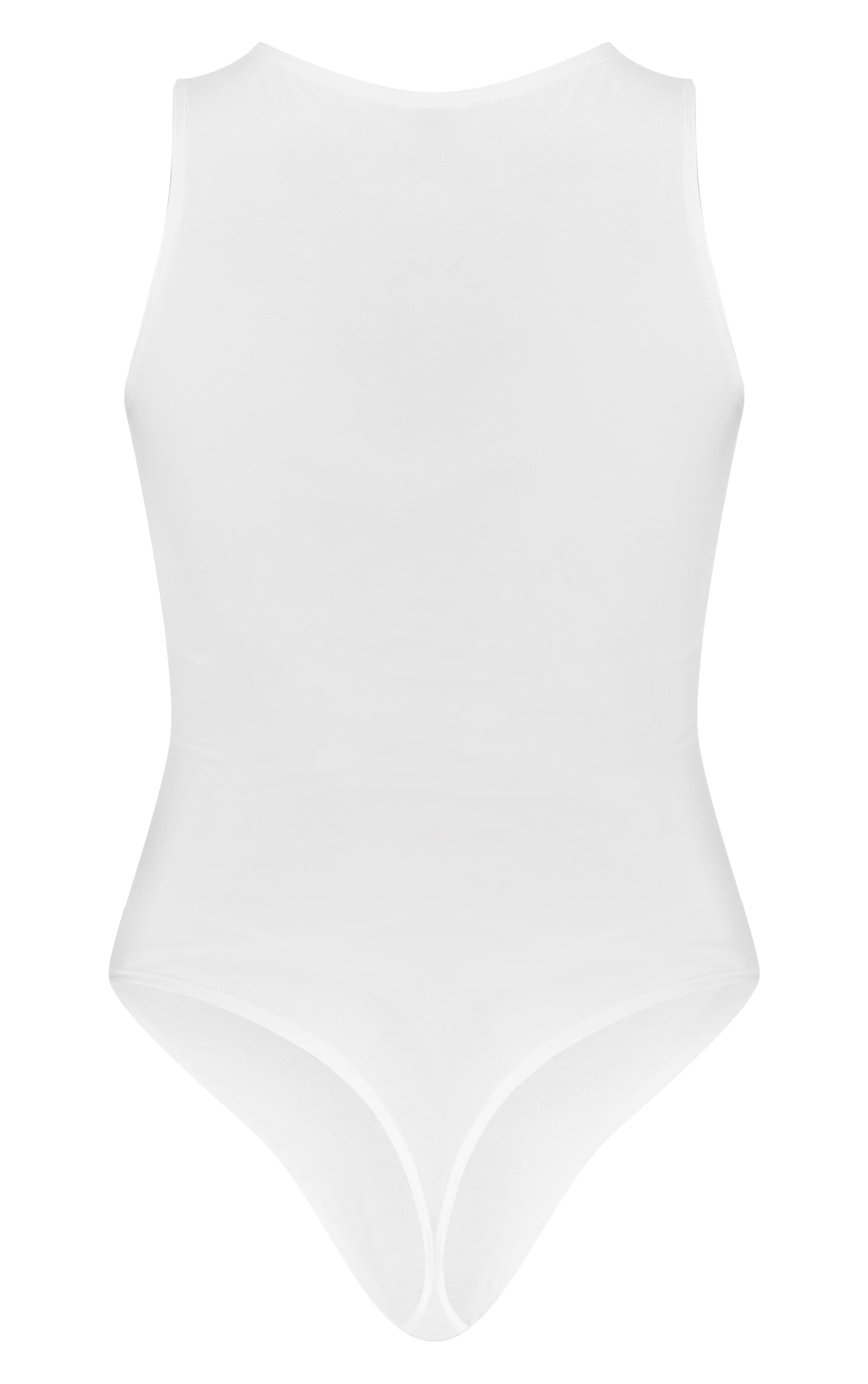 White Basic Slinky Racer Bodysuit image 6