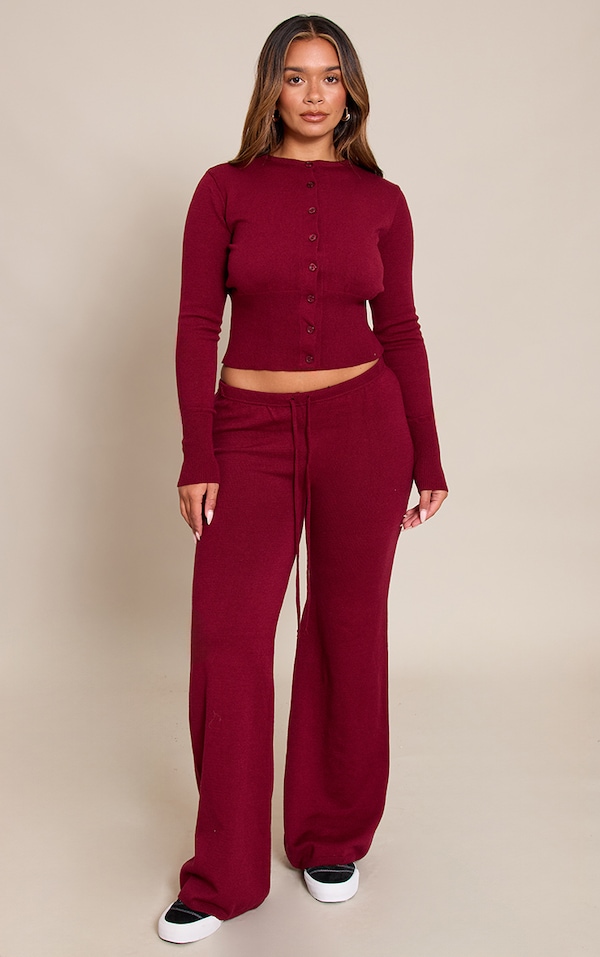 Shape Wine Knitted Tie Waist Trousers