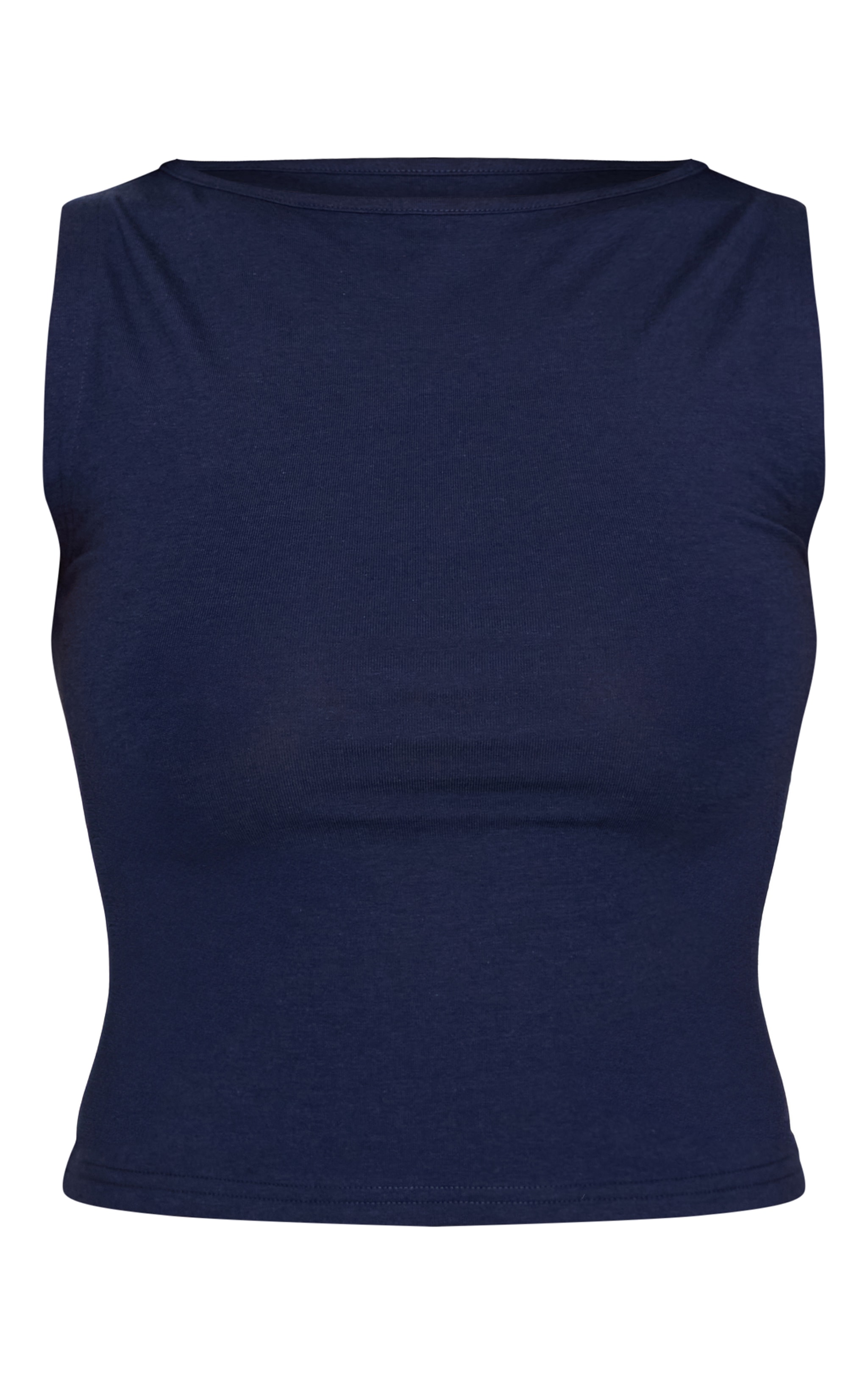 Dark Blue Modal Cotton Boatneck Long Top image 5