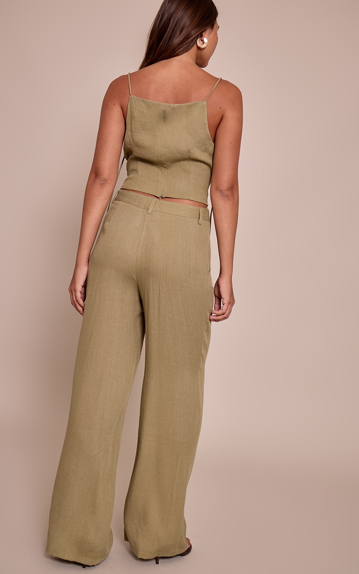 Pantalon texturé vert sauge plissé image 3