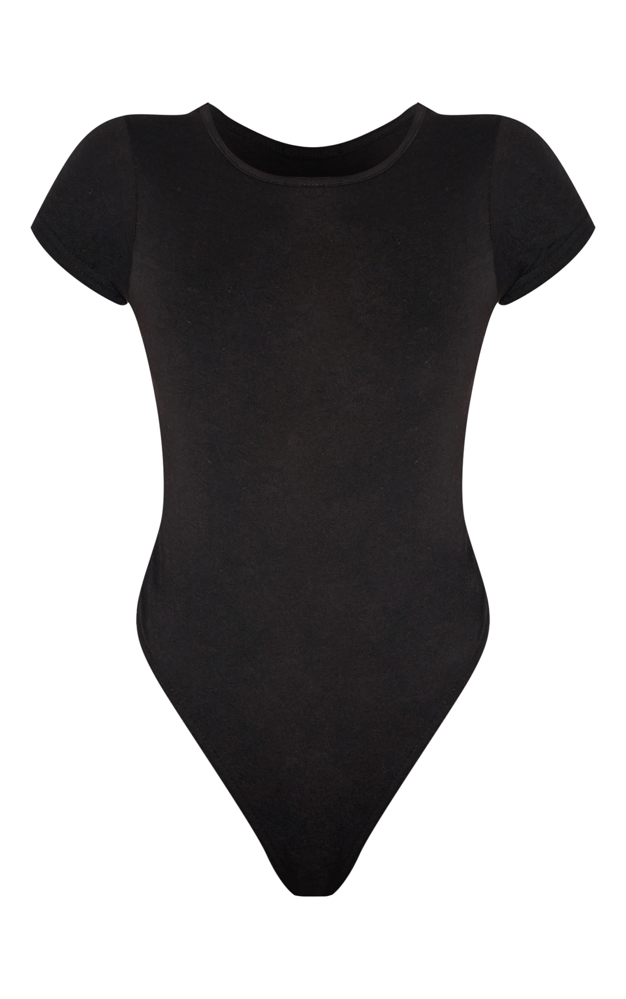 Basic Black Cotton Blend Fitted Short Sleeve Bodysuit image 5