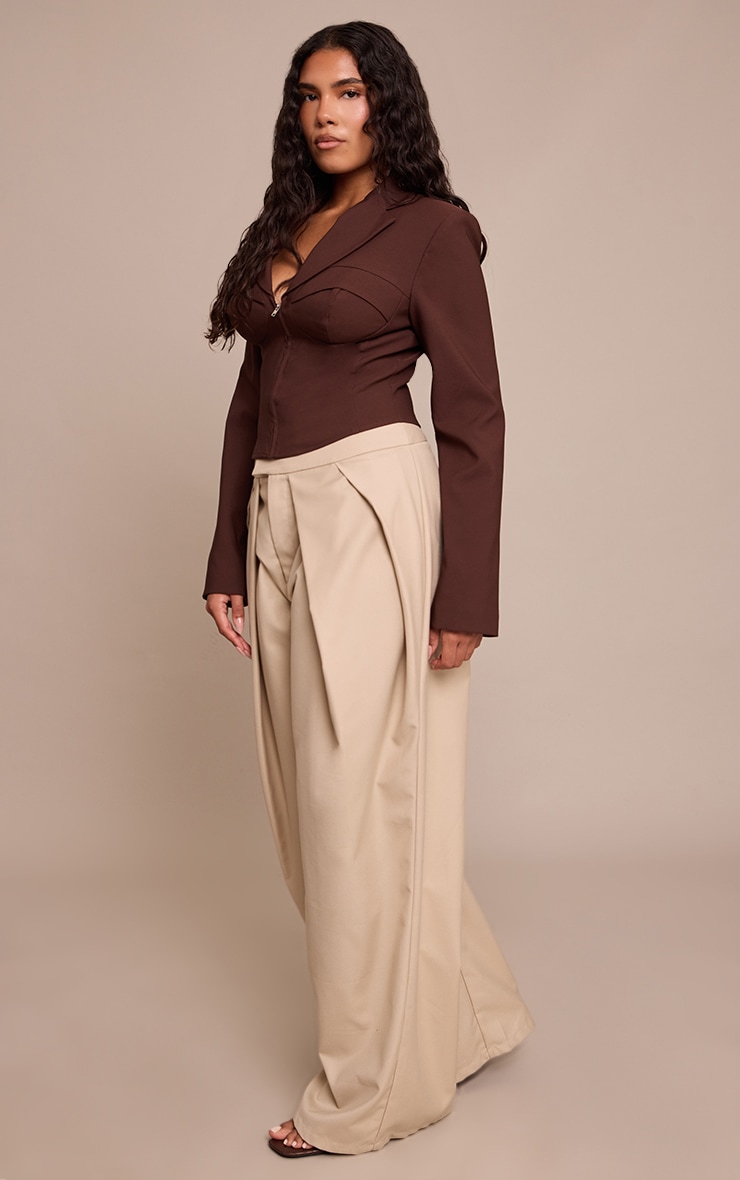 Shape Chocolate Cup Detail Corset Cropped Blazer image 3