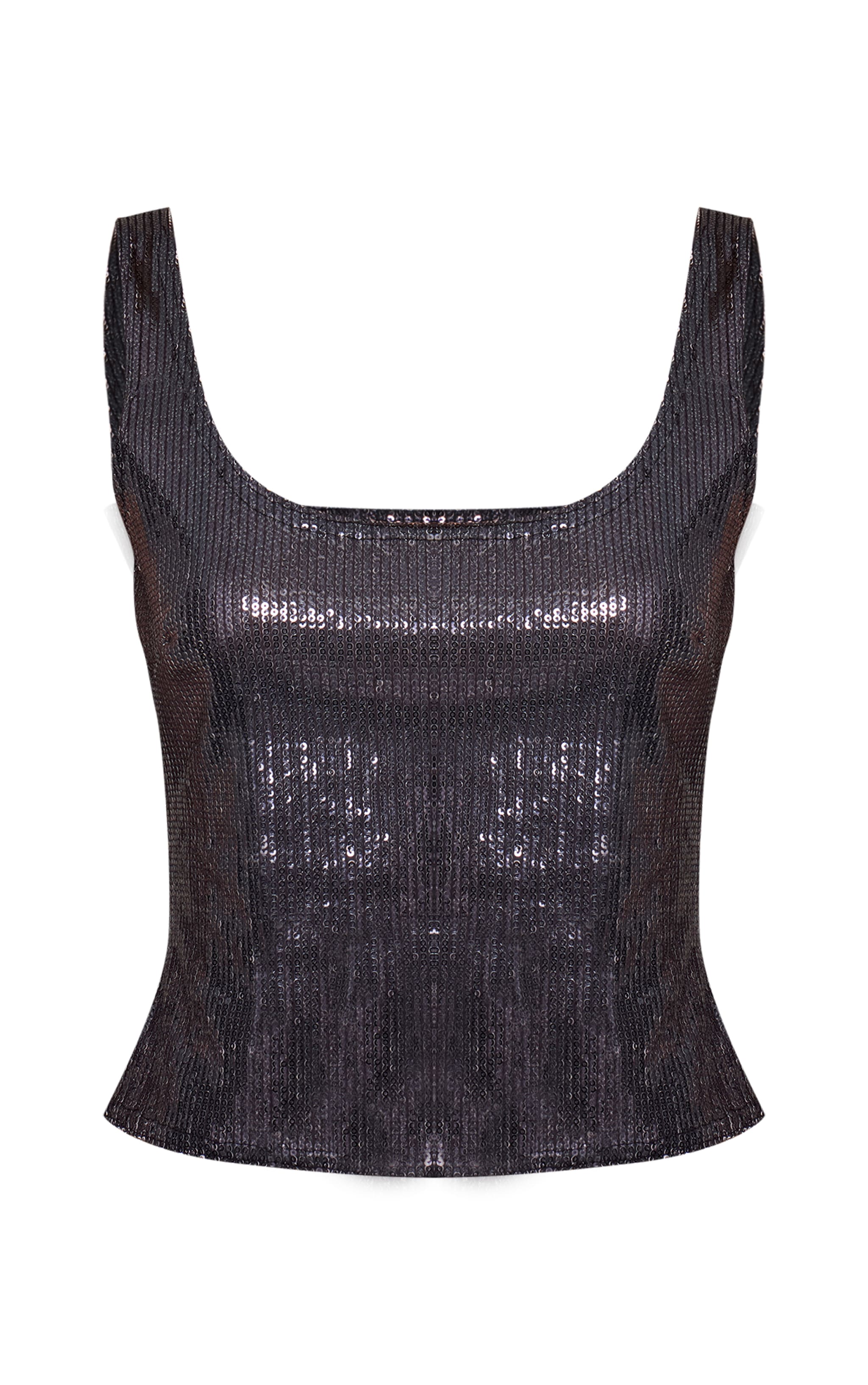 Black Sequin Scoop Neck Long Top  image 5
