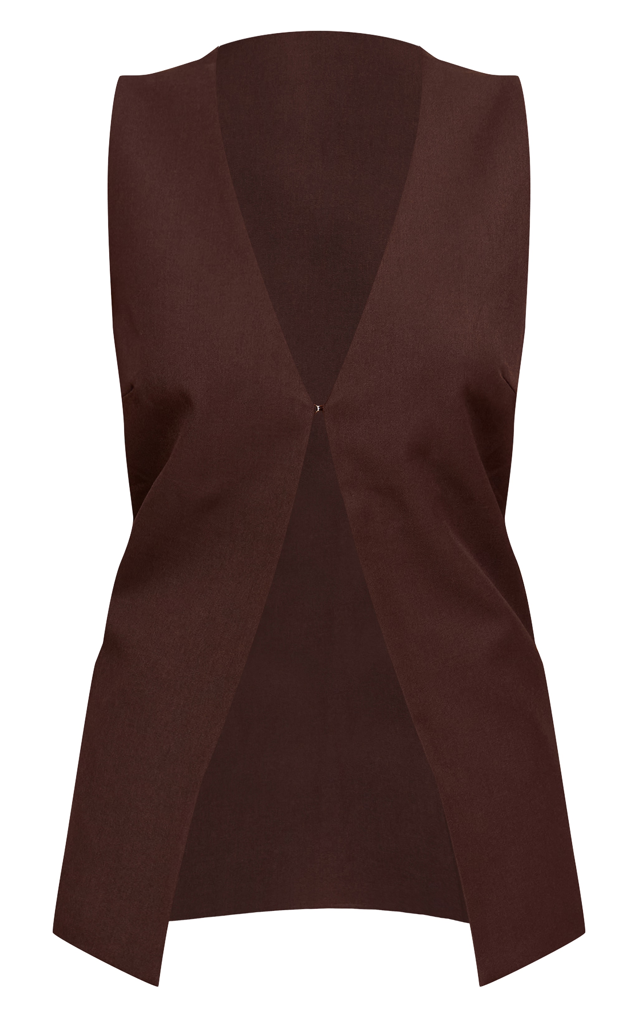 Chocolate Woven Tailored Hook And Eye Vest image 5