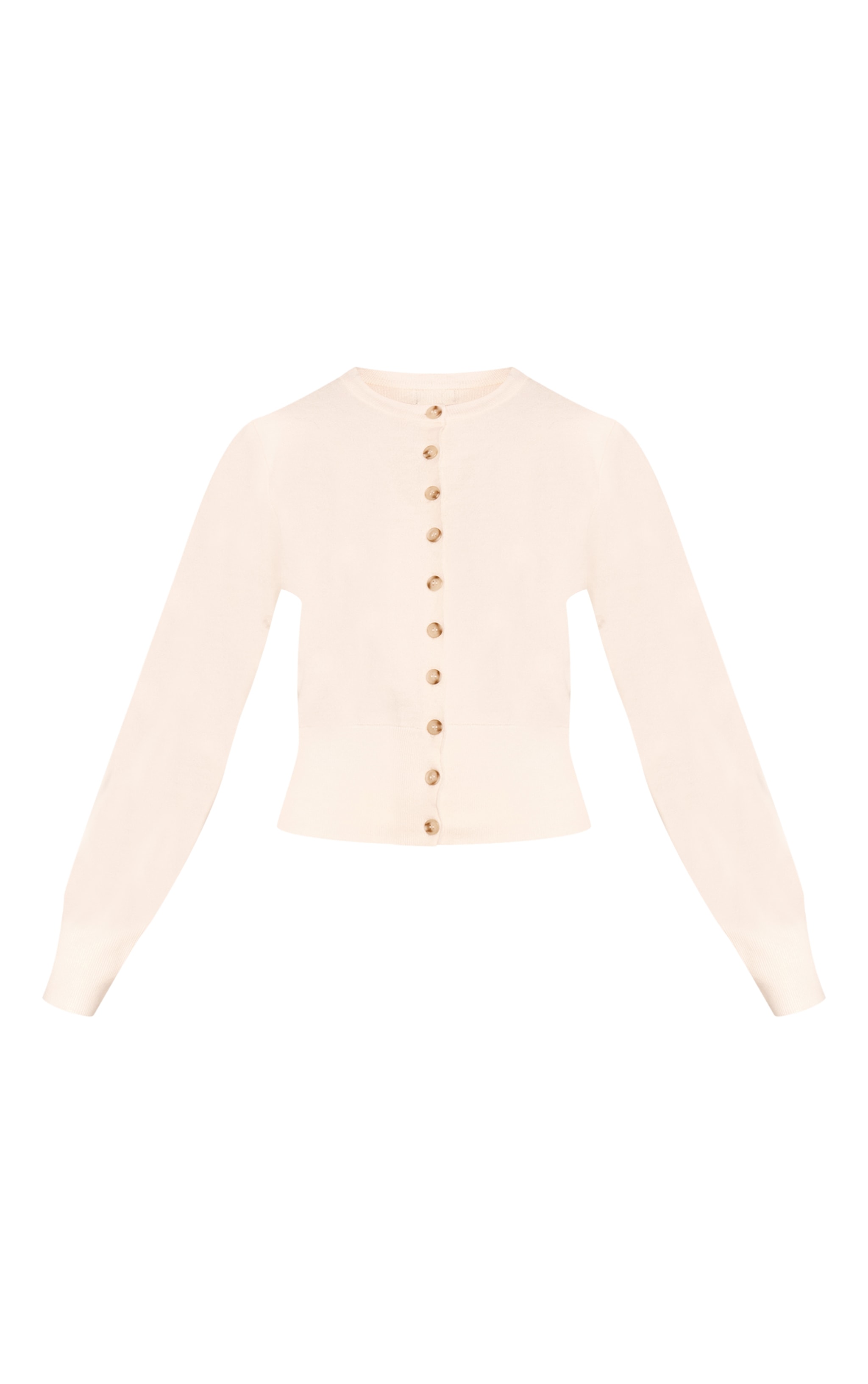 Cream Compact Knit Placket Detail Cardigan  image 5