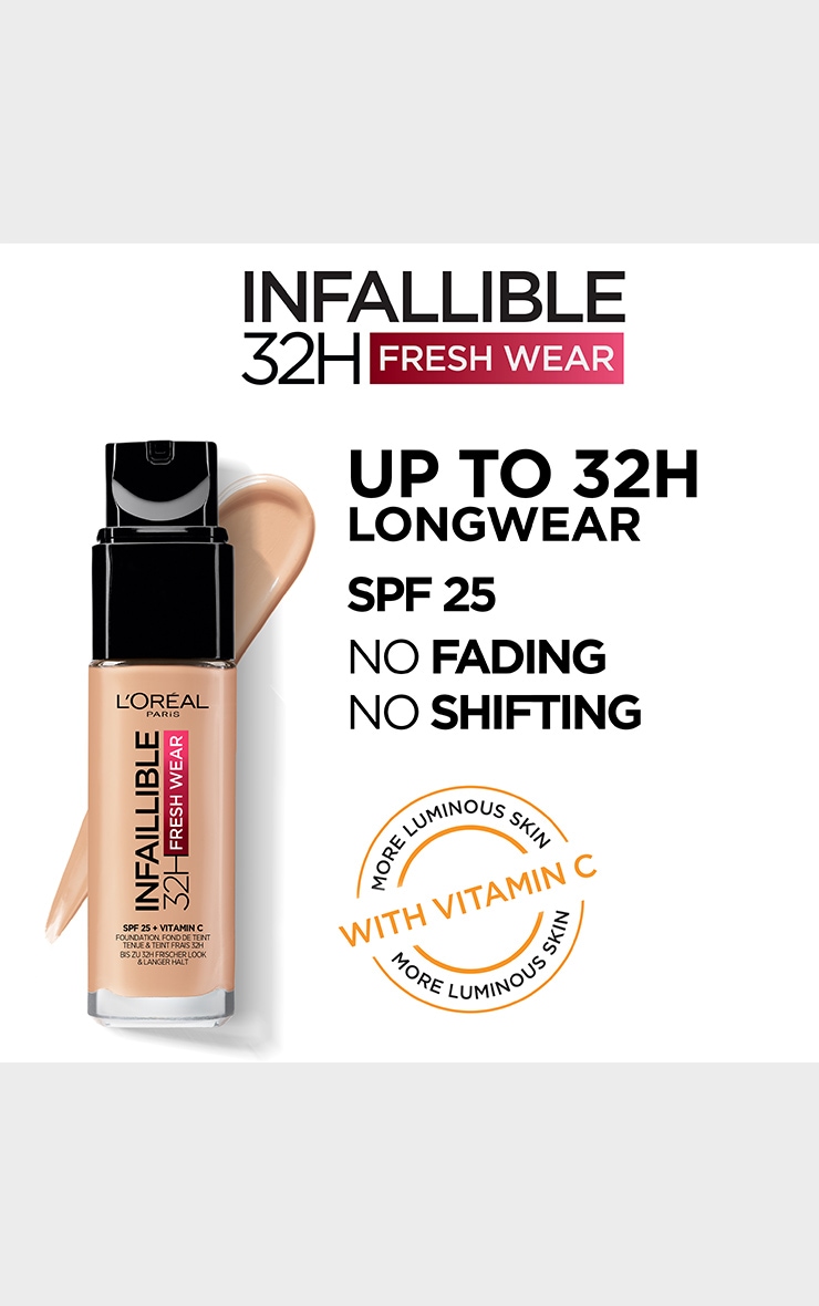 L'Oreal Paris Infallible 32H Fresh Wear Foundation 145 Rose Beige Vitamin C SPF 25 image 3