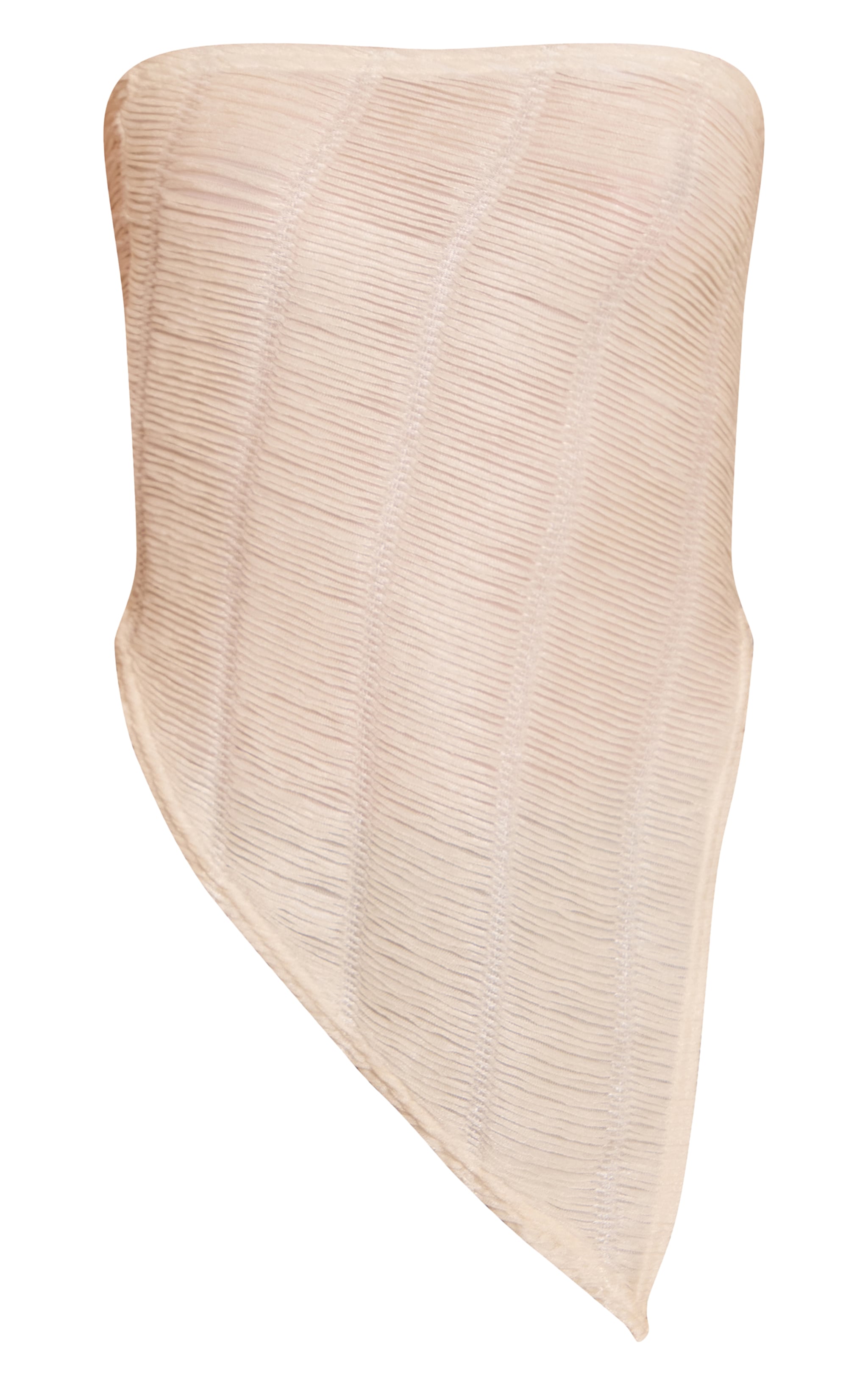 Cream Textured Asymmetric Hem Bandeau Top image 5