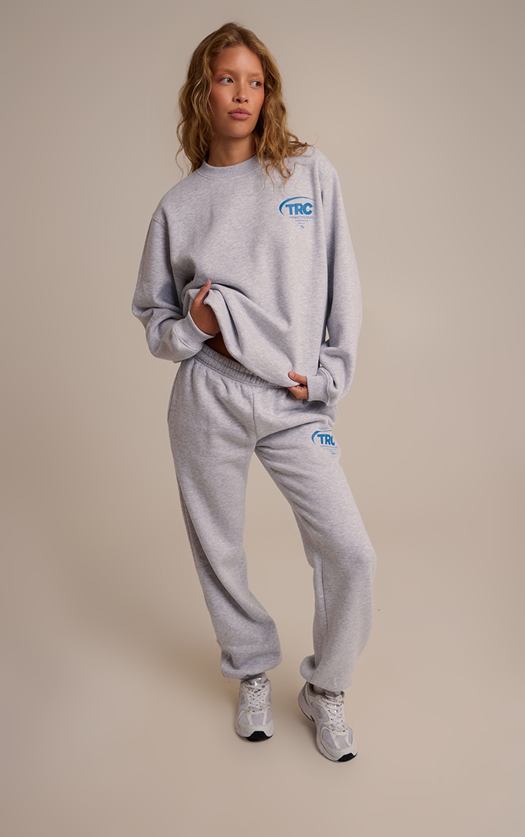 Ash Grey Run Club Cotton Fleece Oversized Crew Sweatshirt image 3