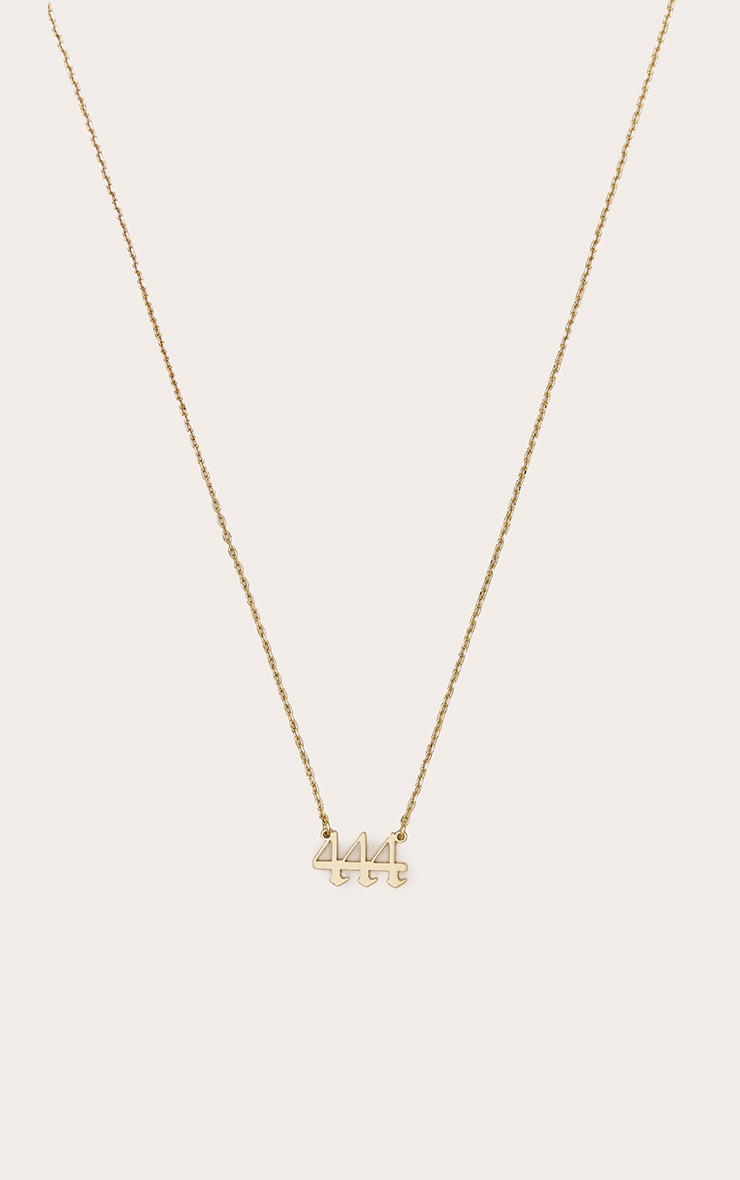 Real Gold Plated 444 Angel Number Necklace image 1