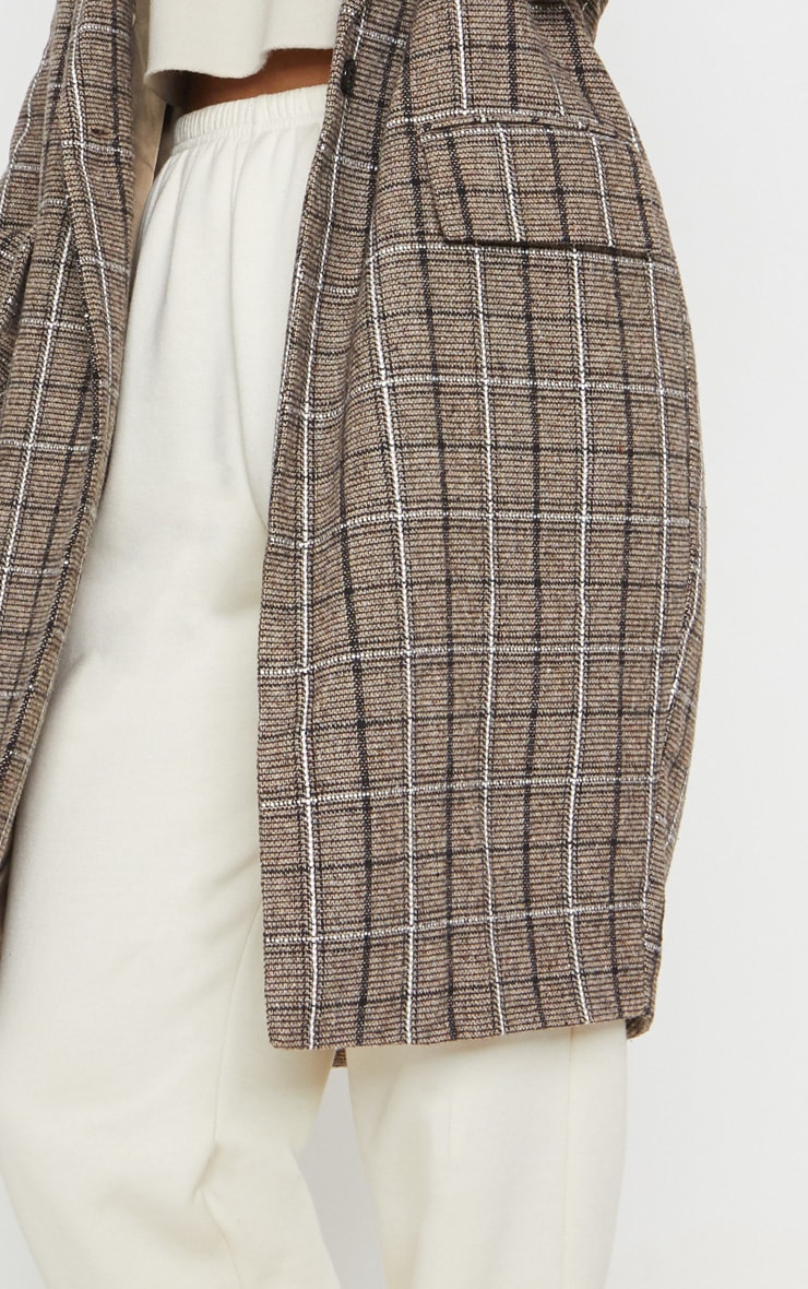 Brown Checked Coat Coats & Jackets PrettyLittleThing USA