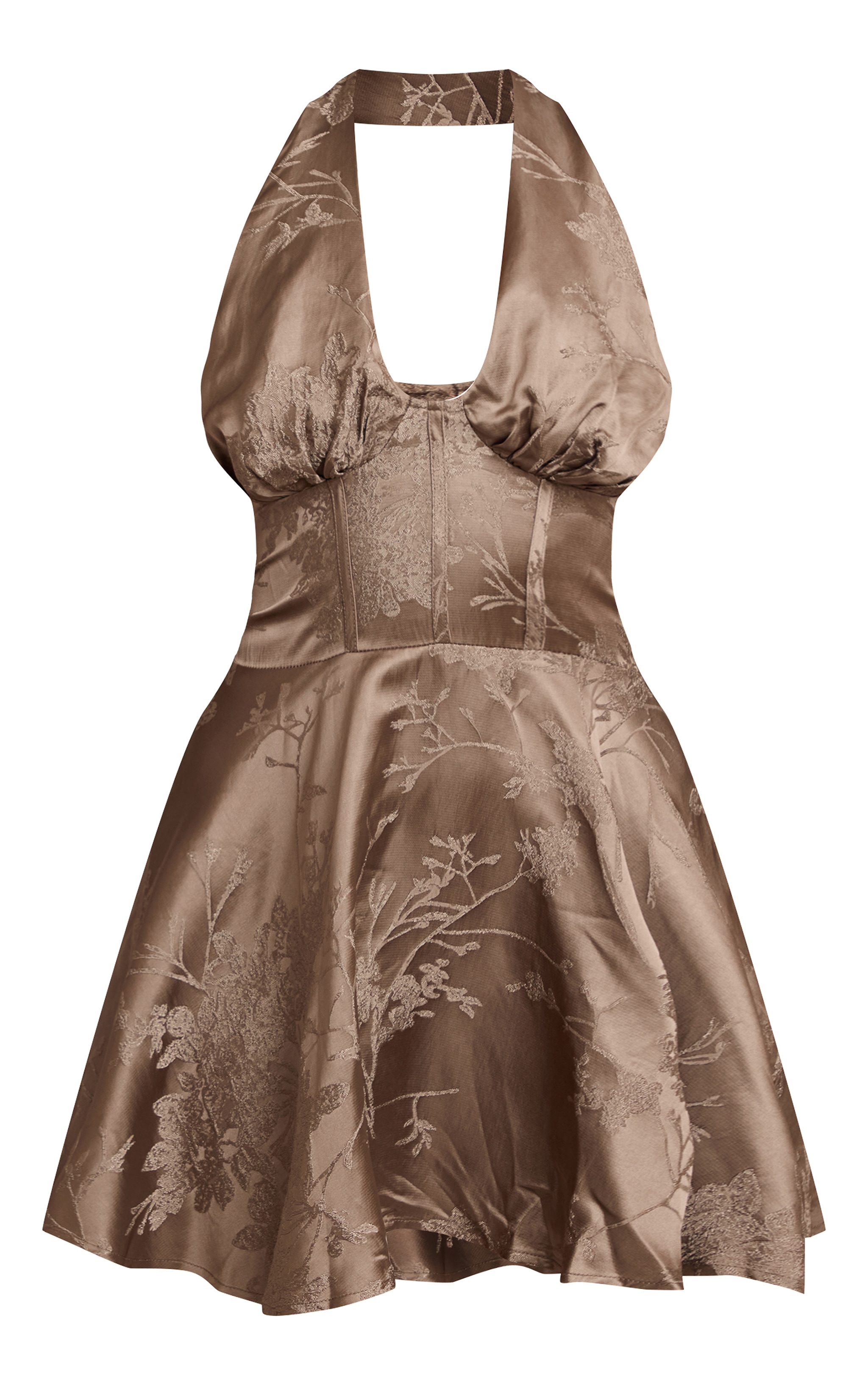 Olive Satin Jacquard Mini Shift Dress image 5