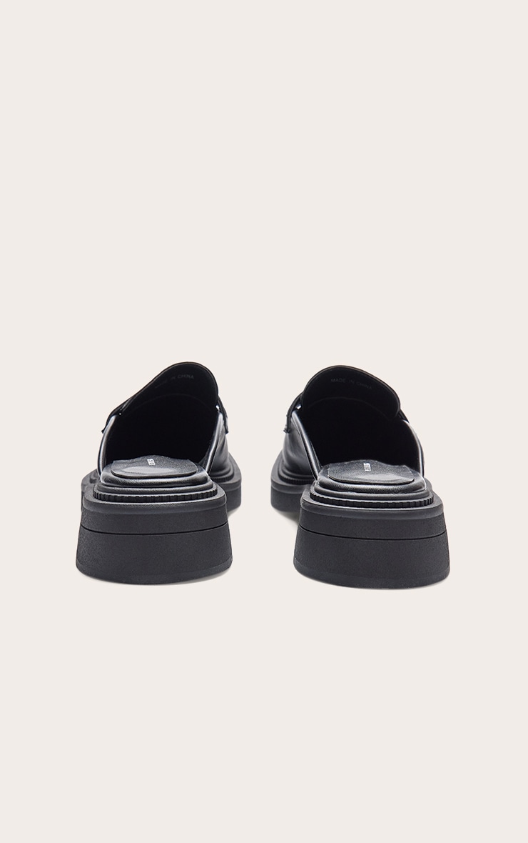Black Matte Pu Low Heeled Loafer Mule image 4