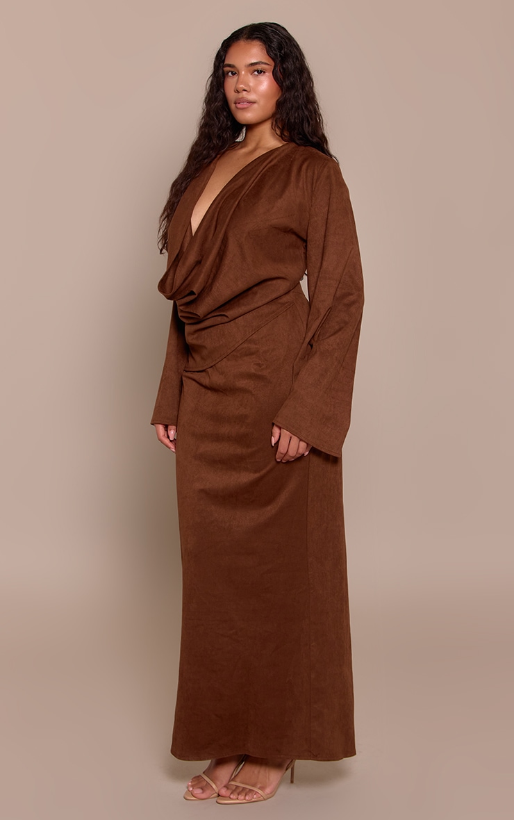 Shape Chocolate Drape Front Maxi Dress image 3