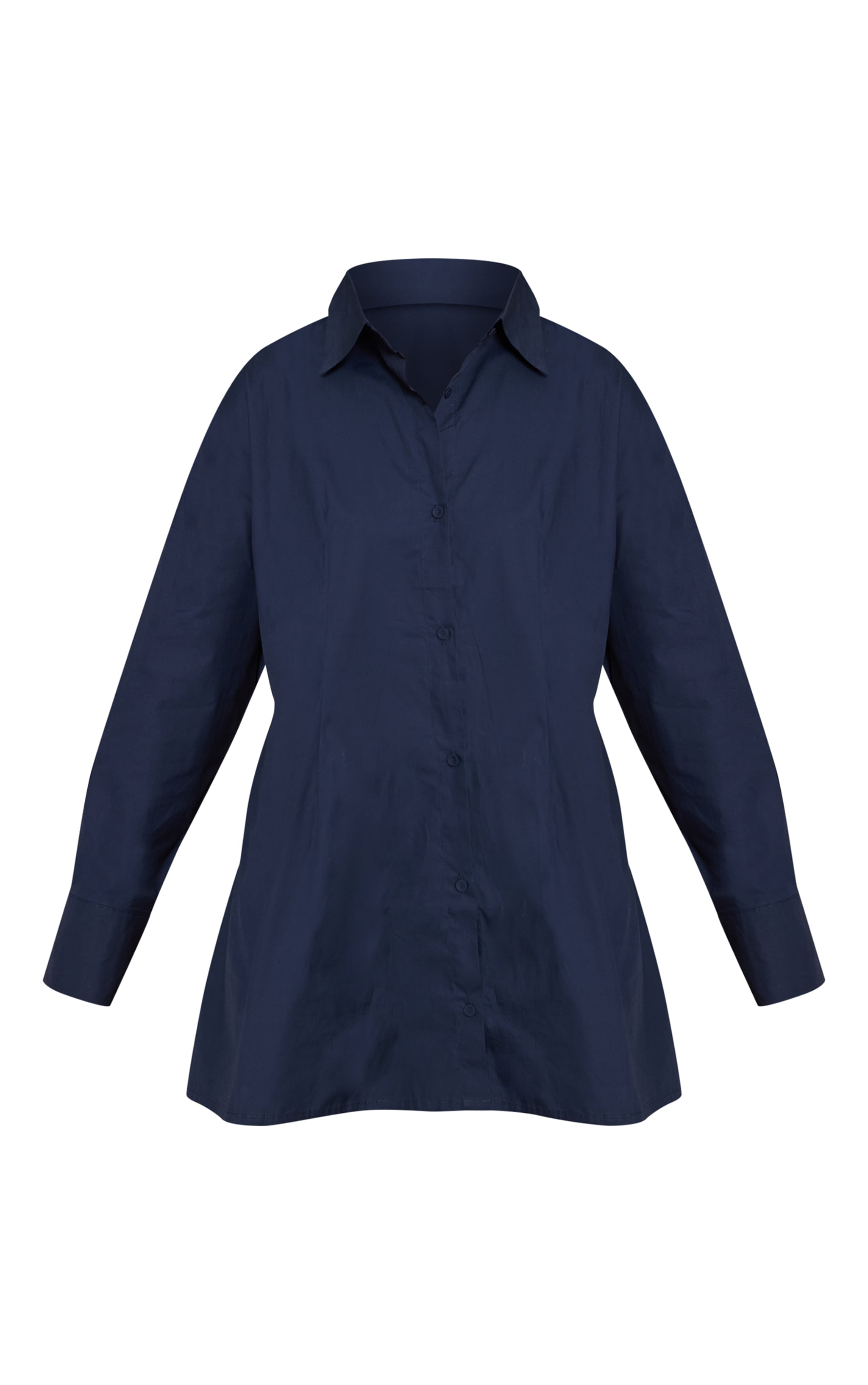 Navy Tie Back Detail Long Sleeve Shirt Dress image 5