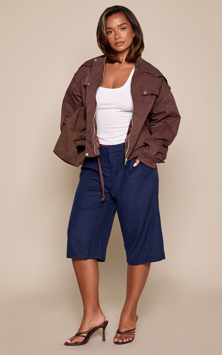 Shape Short long en effet laine bleu marine