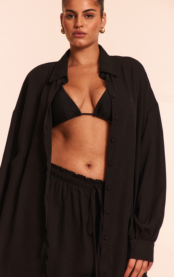 Plus Chemise de plage oversize noir à manches longues image 4