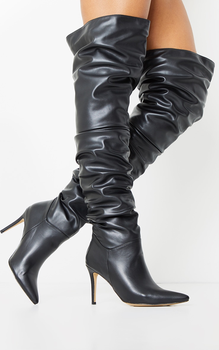 black knee high boots mid heel