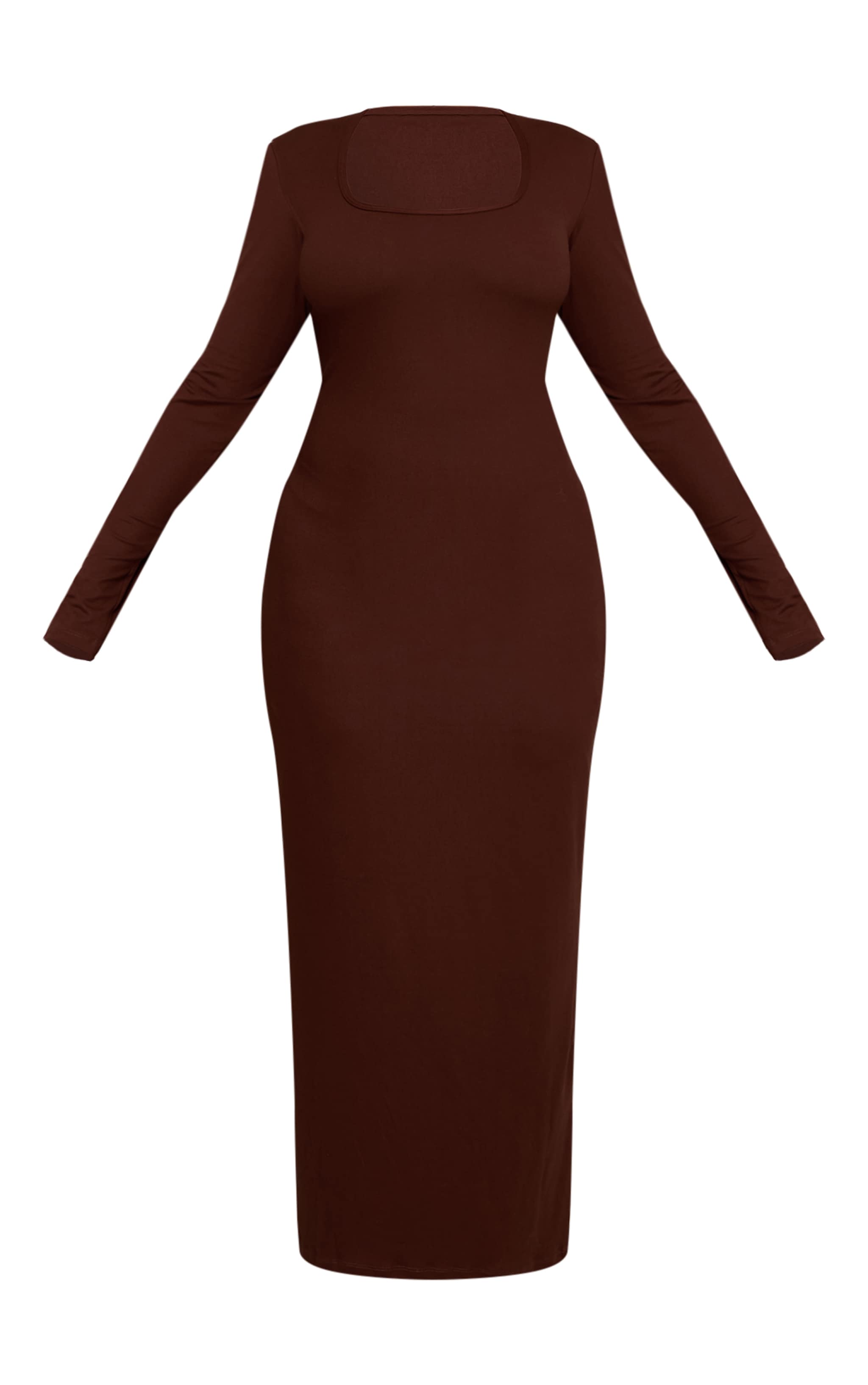 Plus Robe longue en Sculpt chocolat à col rond image 5