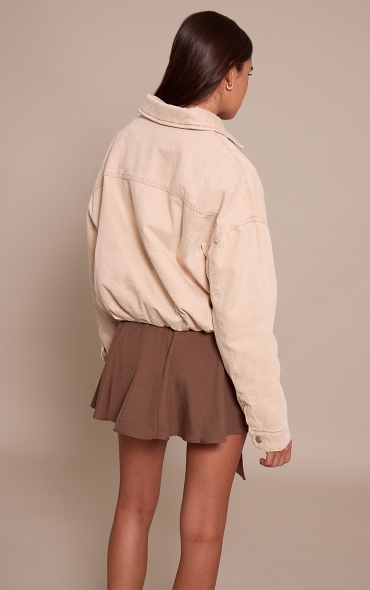 Stone Balloon Hem Quilted Cropped Denim Jacket image 2