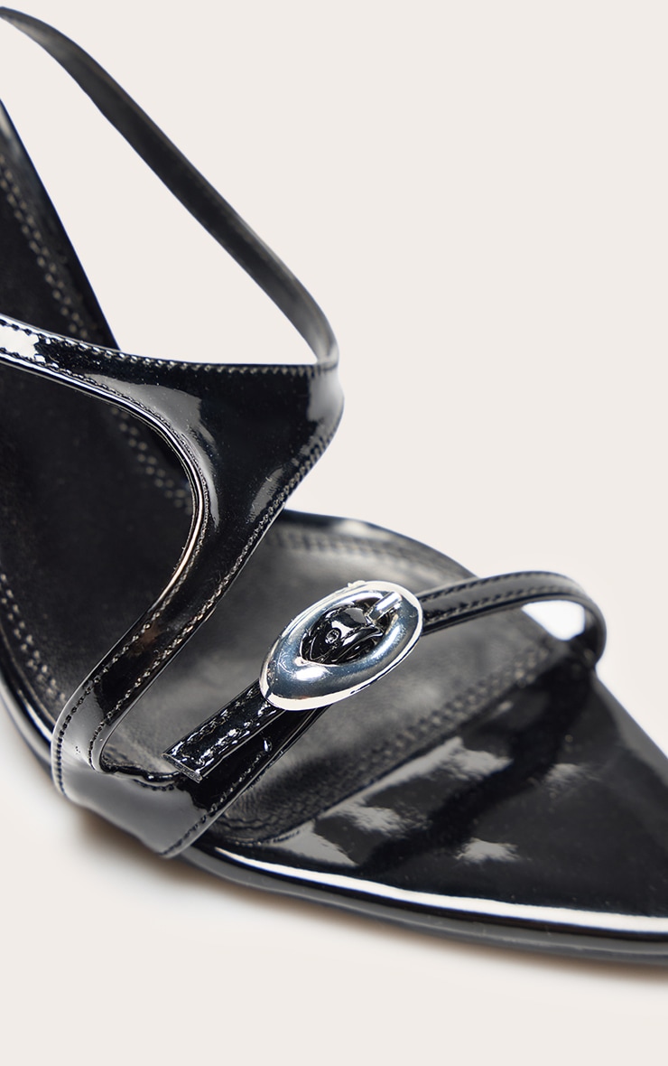 Black Metallic Asymmetric Strappy Sandal image 5