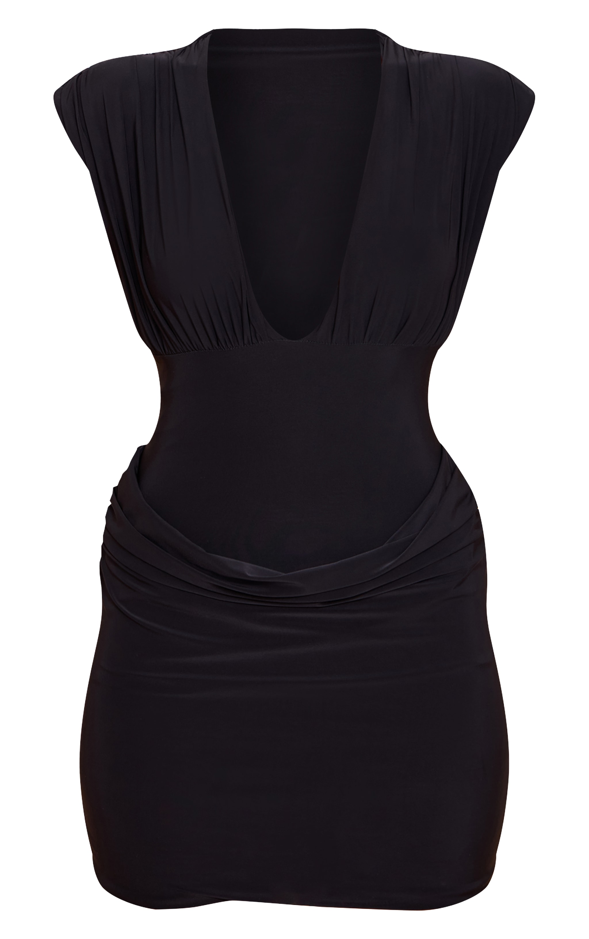 Mini robe douce noire à col bénitier et partie drapée image 5