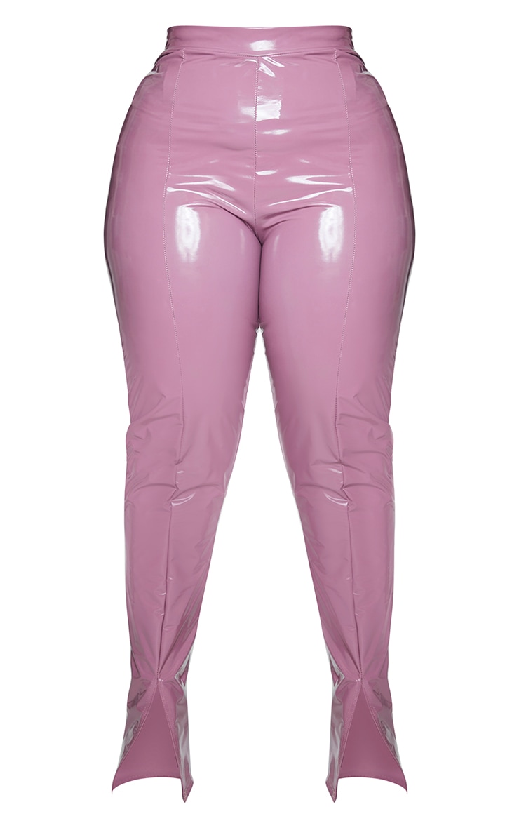 Plus Rose Vinyl Seam Detail Split Hem Trousers image 5