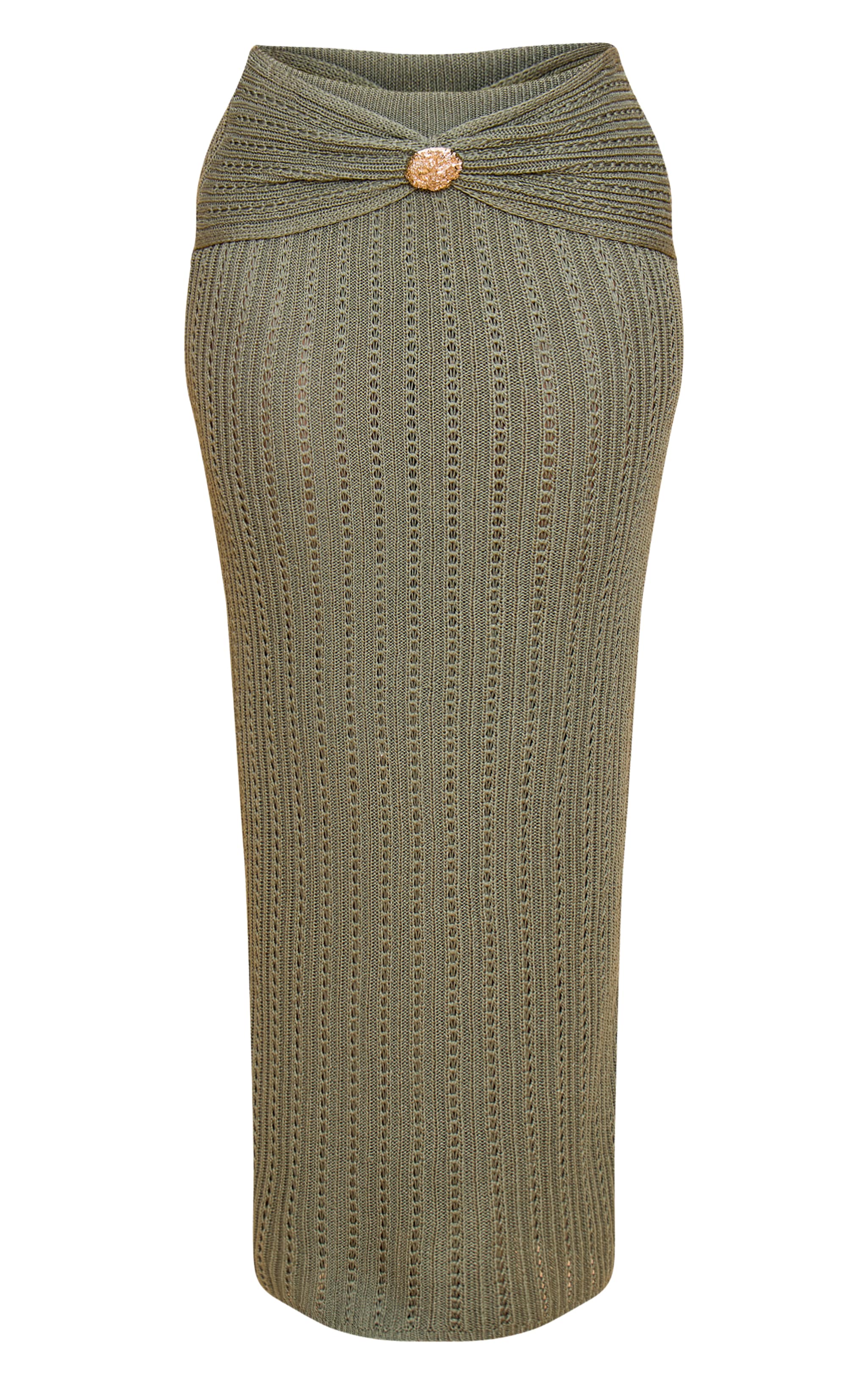 Forme Kaki Crochet Or Découpes Martelées longue Jupe image 5
