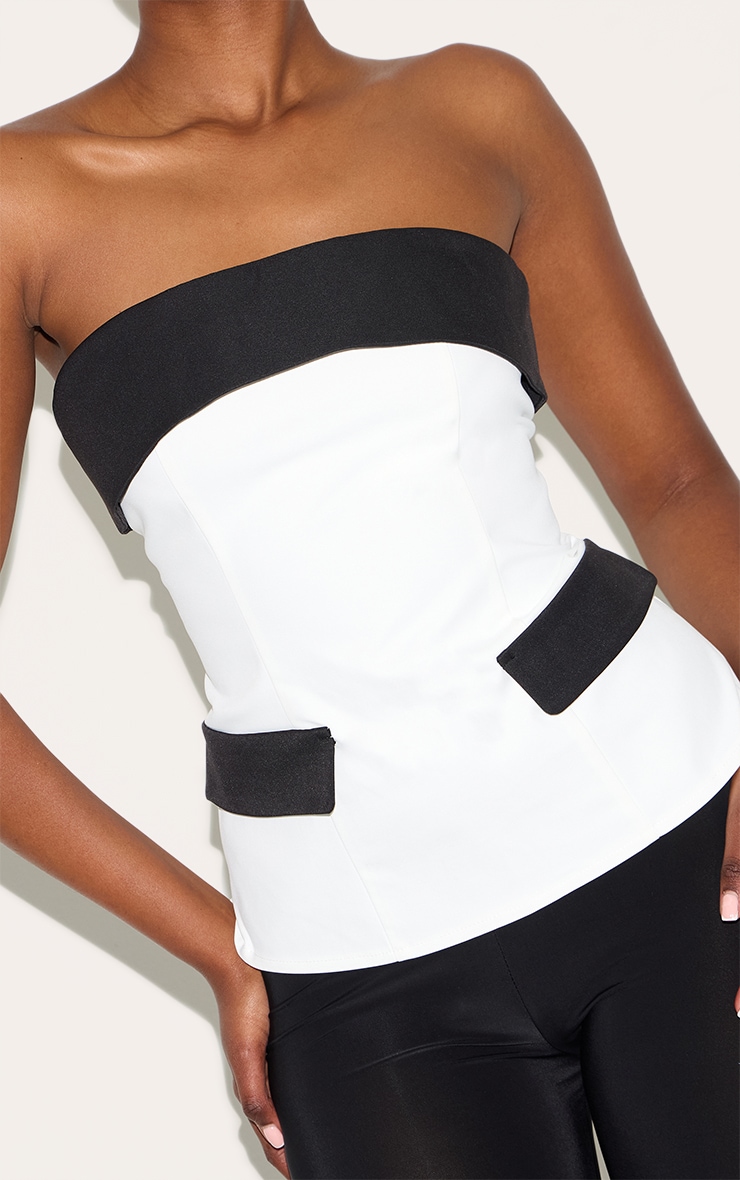 White Contrast Pocket Detail Foldover Bandeau image 4