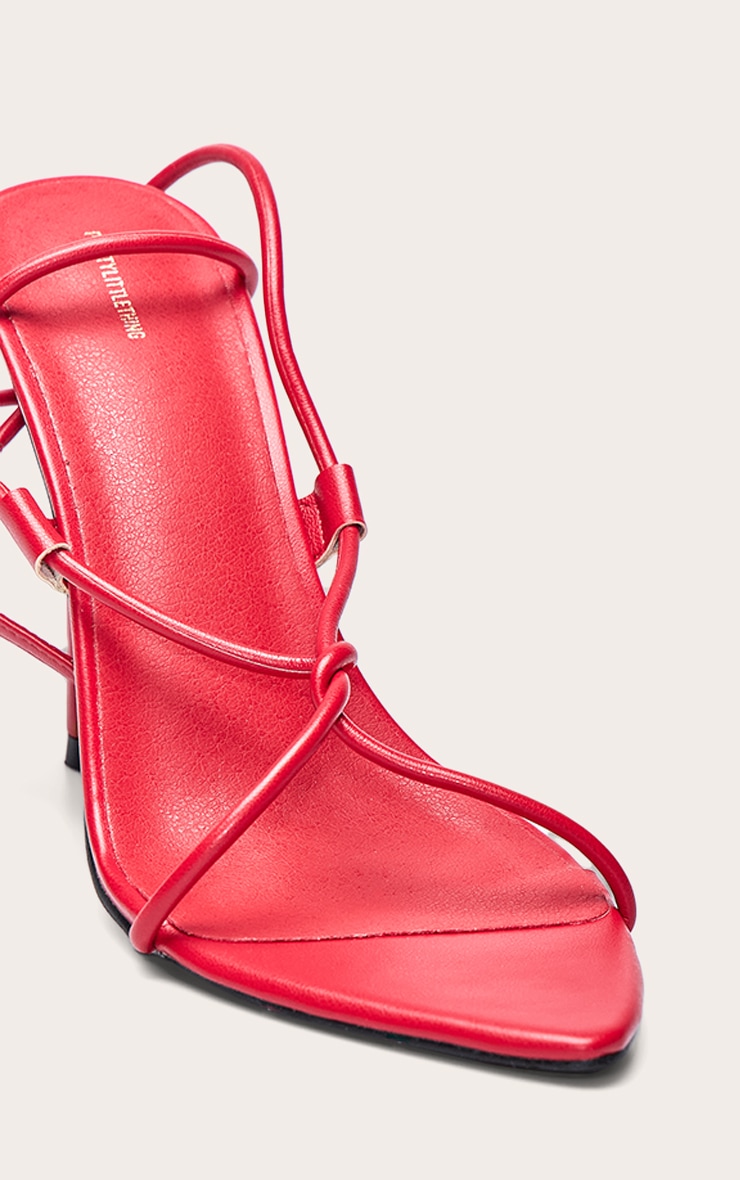 Sandales pointues en PU rouge vif à brides torsadées image 5