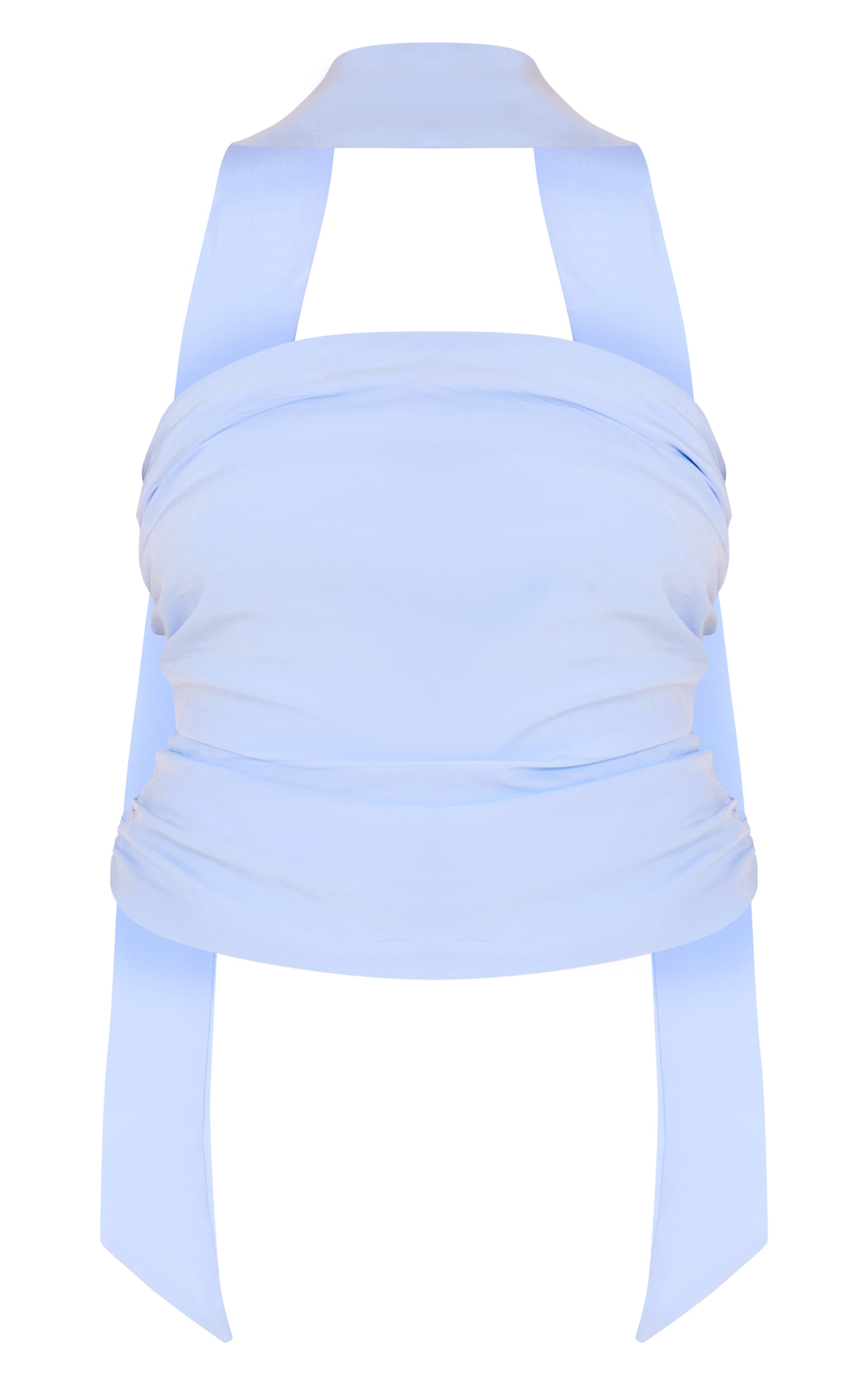Sky Blue Chiffon Bandeau Scarf Detail Top image 5