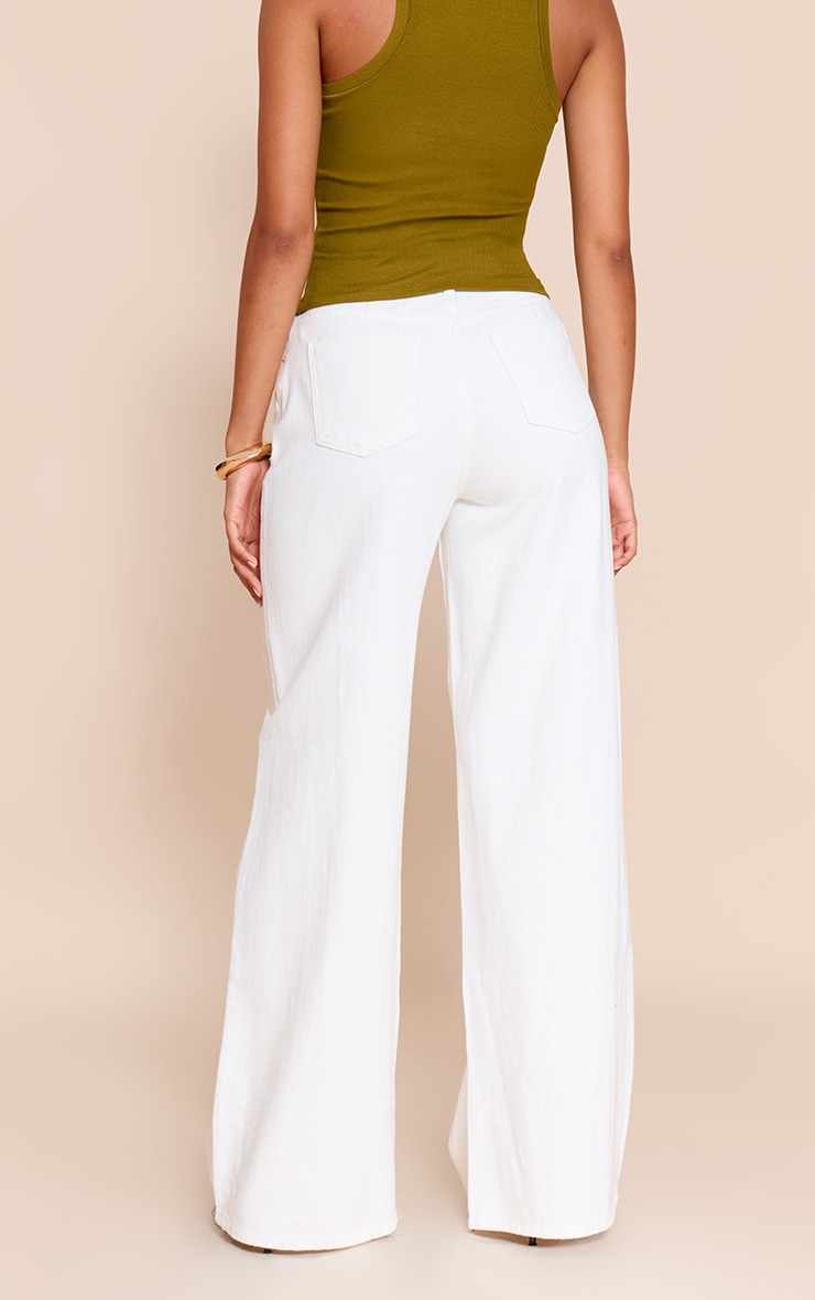 White High Waist Split Hem Boyfriend Jeans image 3