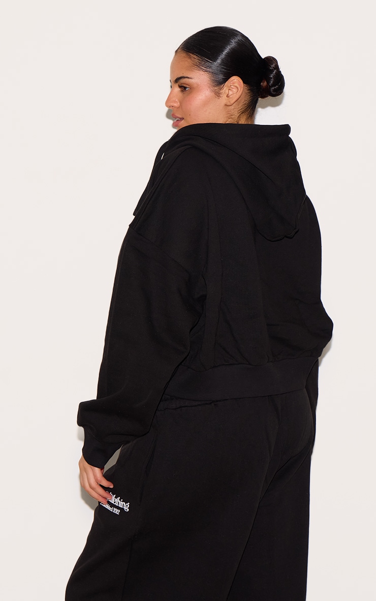 PRETTYLITTLETHING Plus Black Printed Premium Zip Front Hoodie image 2