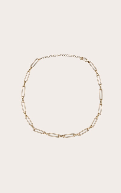 Gold Spaced Chain Link Necklace