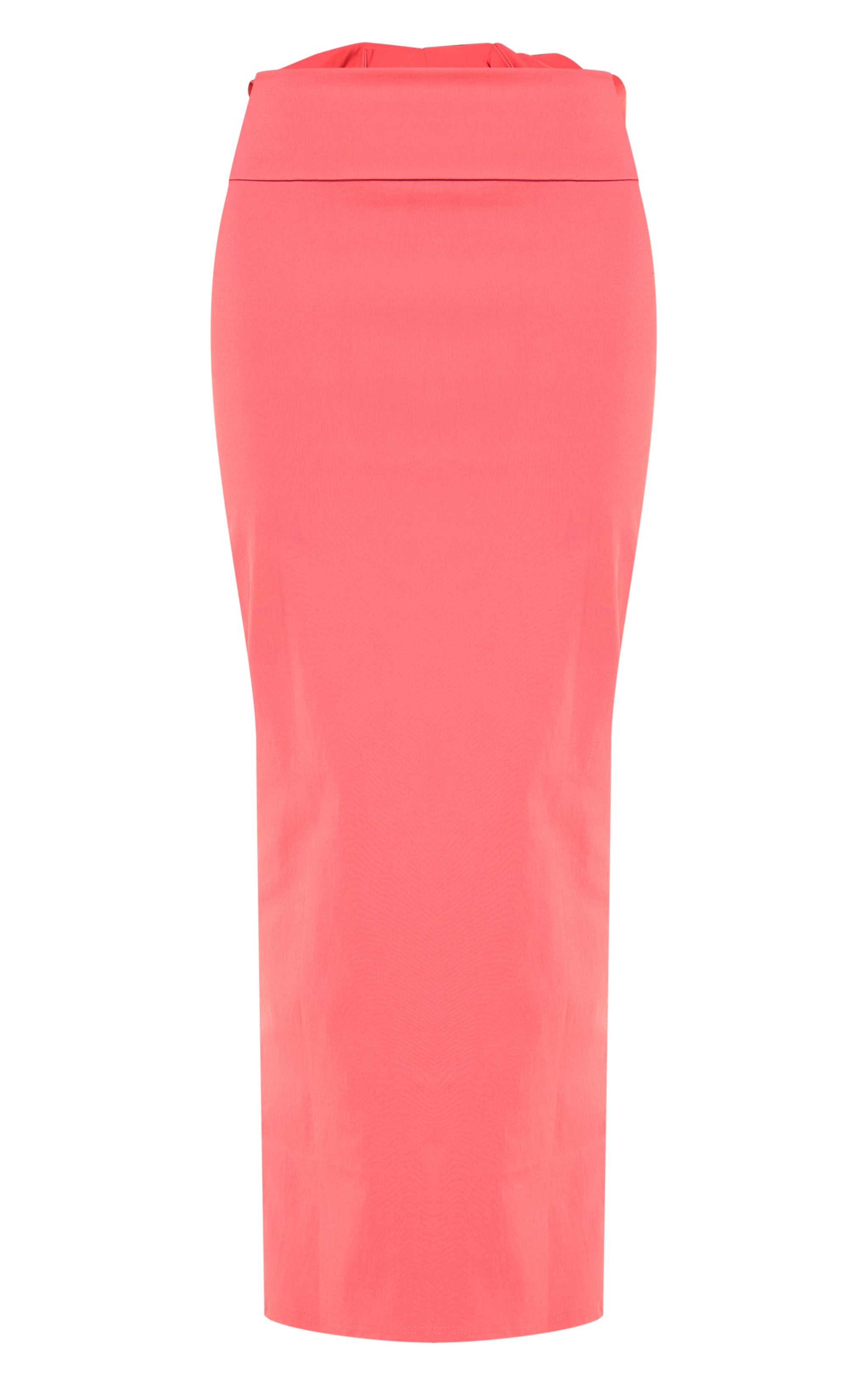 Hot Pink Stretch Woven Oversized Bow Detail Maxi Skirt image 5