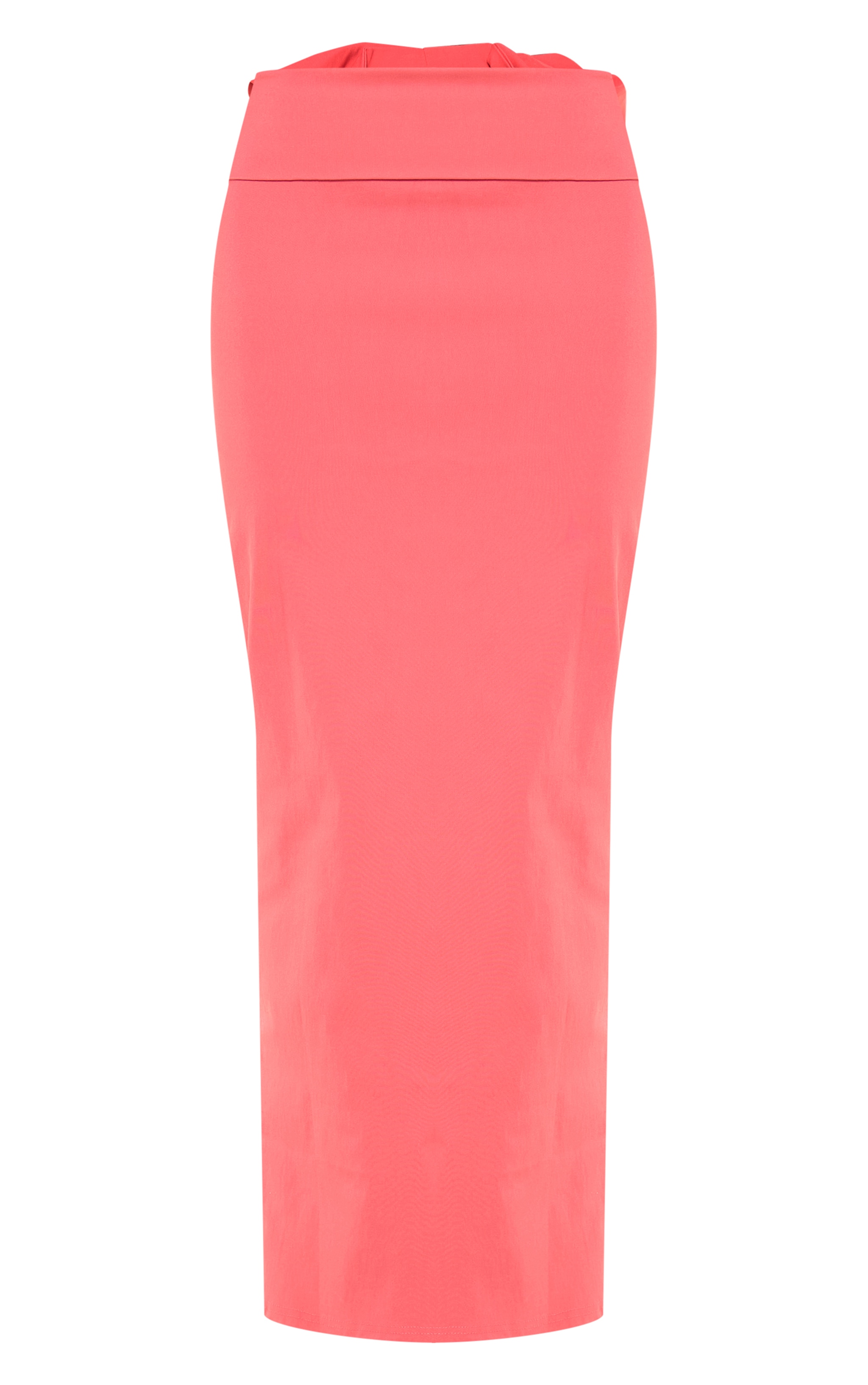 Hot Pink Stretch Woven Oversized Bow Detail Maxi Skirt image 5