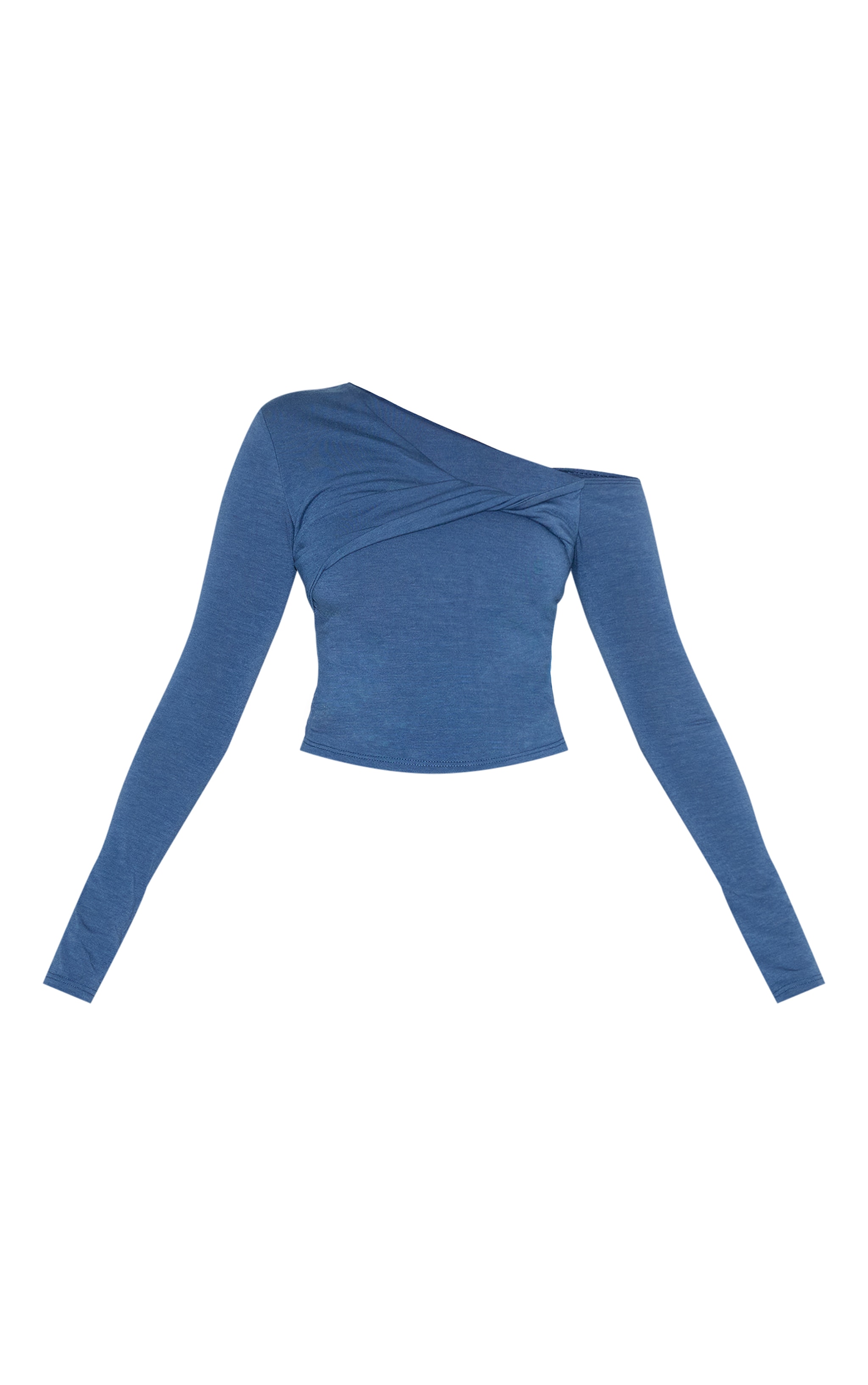 Top en jersey bleu marine à contours et détail torsadé image 5