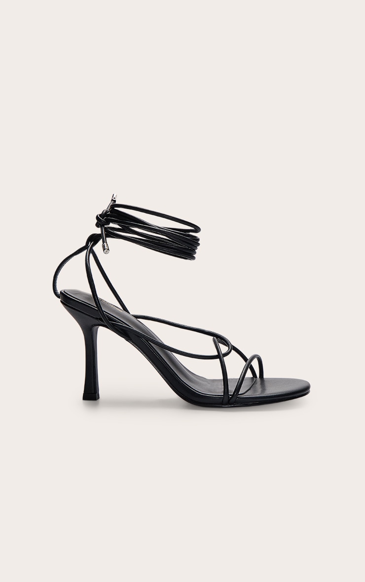 Black Twist Strappy Round Toe Heeled Sandals image 2