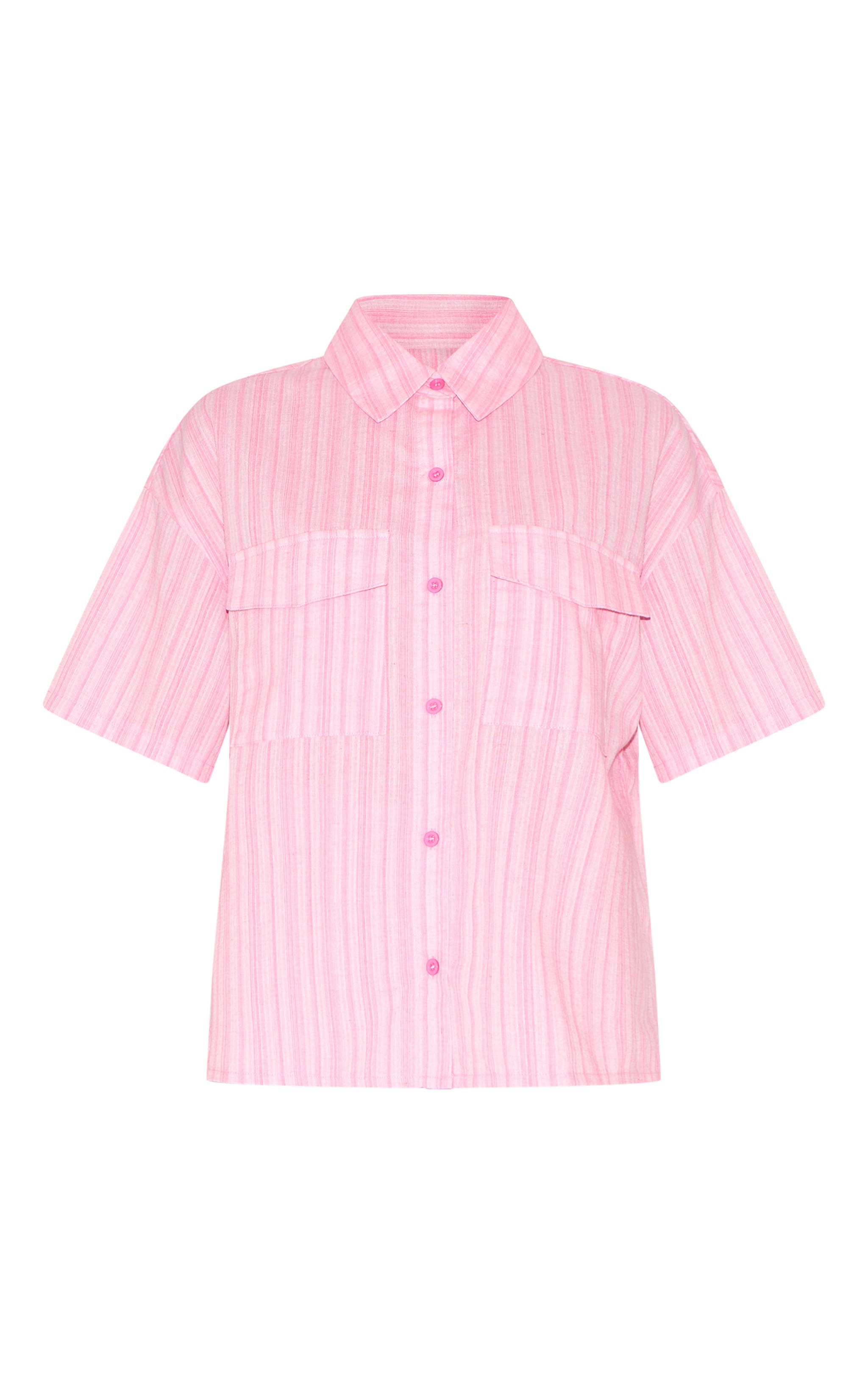 Chemise Rose Pinstripe Coupe Oversize Manches Courtes Petite image 5
