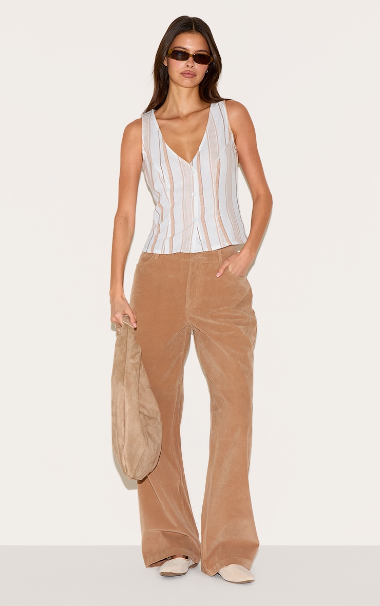 Gilet beige léger tissé à rayures image 3