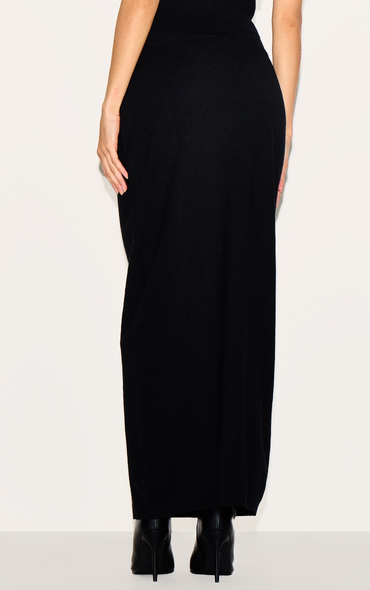 Black Basic Knit Maxi Skirt image 3