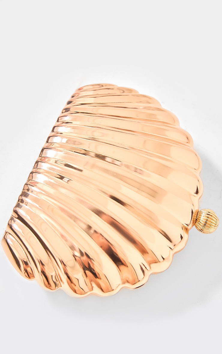 Gold Metal Shell Clutch Bag image 4
