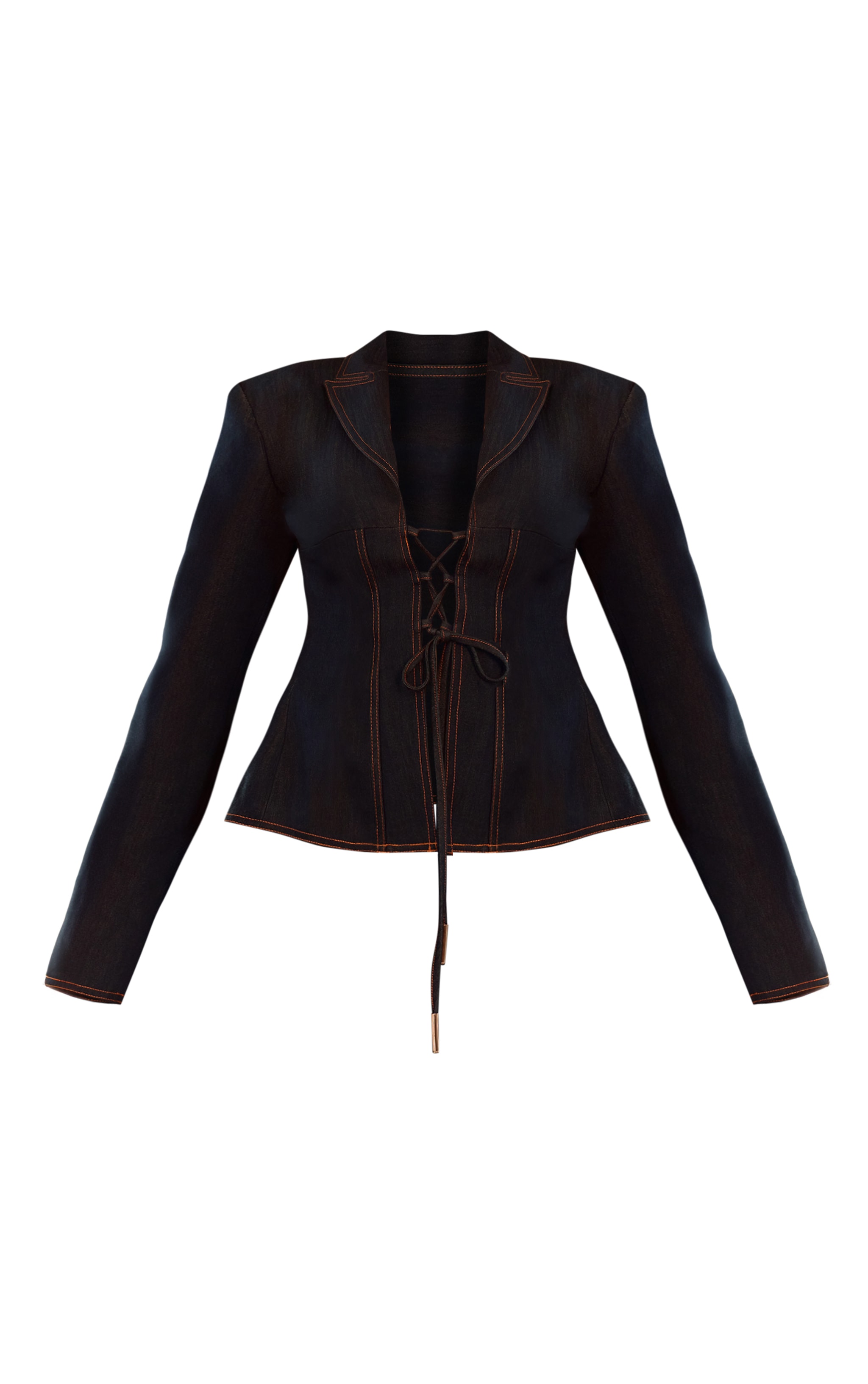 PLT Label Plus Blazer de tailleur style corset bleu jean à lacets image 5