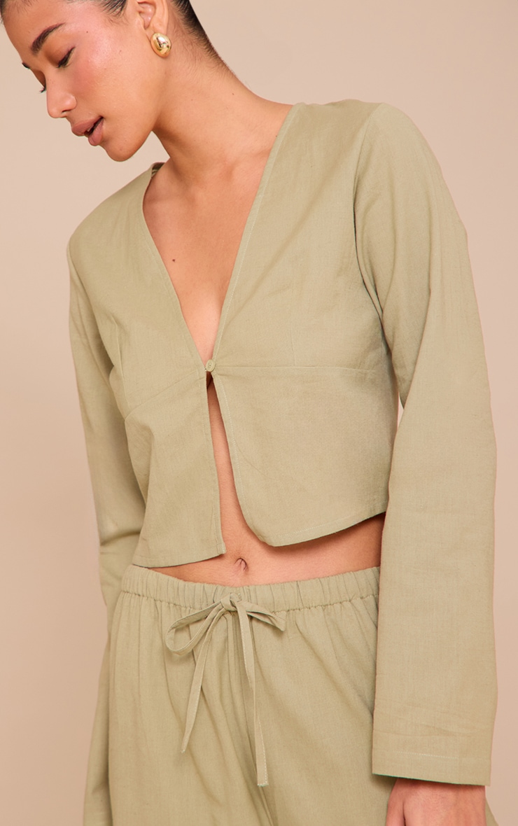 Khaki Long Sleeve Top image 4