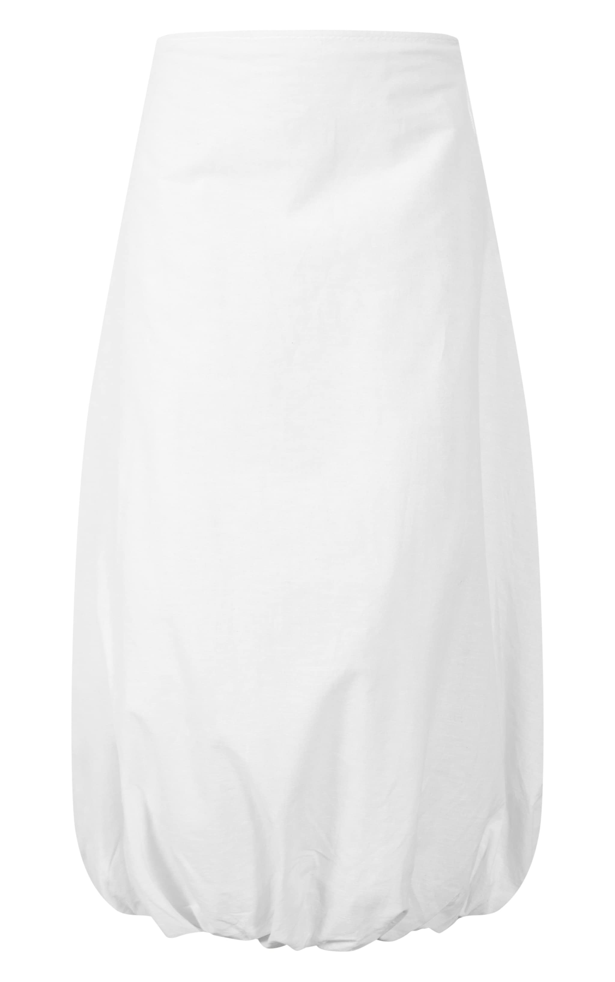 White Cotton Puffball Maxi Skirt image 5